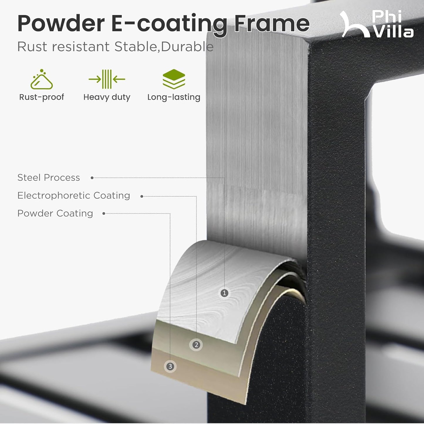 PHI VILLA 7 Pieces Outdoor Dining Set for 6, Black Rectangle Wrought Iron Table with Umbrella Hole & Swivel Metal Chairs with Cushions, Modern Furniture for Patio, Deck, Yard, Porch