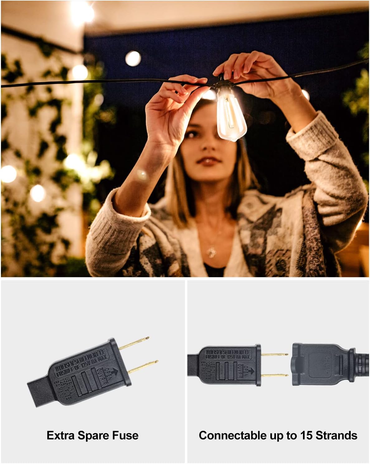 Lightdot 300FT Outdoor String Lights, LED Bistro String Lights with Shatterproof ST38 Vintage Bulbs, 2200K Dimmable, Waterproof Hanging Lights for Porch, Deck, Garden, Backyard, Balcony - ETL Listed