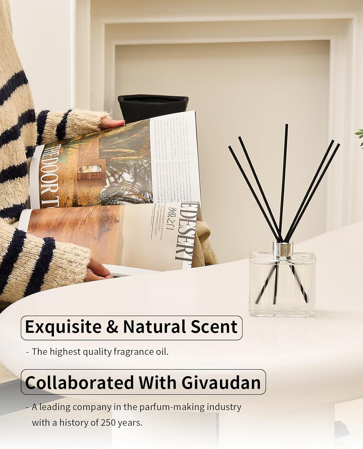 M&SENSE Lime Basil Reed Diffuser Set - 7.04oz Scent Diffusers for Home, Non-Toxic Essential Oil Diffuser with Sticks, Fragrance Diffuser Gift for Bedroom Bathroom Office