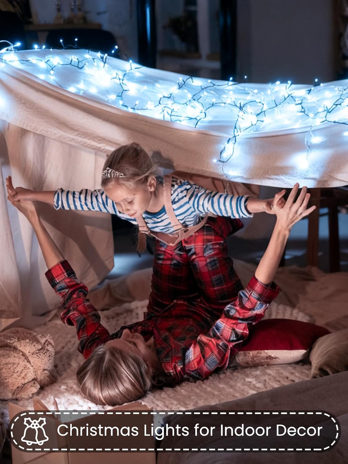 2 Pack Battery Operated Christmas Lights with Timer, 66FT 200 LED Waterproof Battery Twinkle Light, 8 Modes Green Wire Fairy Lights for Indoor & Outdoor Bedroom Tree Christmas Decorations (Cool White)