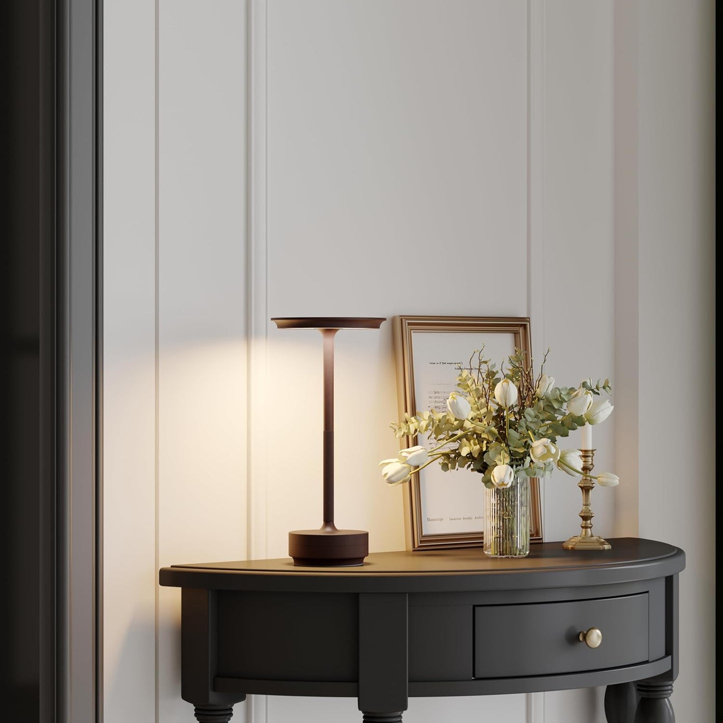 Rechargeable Cordless Table Lamps, LED Portable 5000mAh USB Battery Table Light with Memory Function,3 Color Stepless Dimming for Outdoor Travel, Restaurant, Cafe(2P Rust)