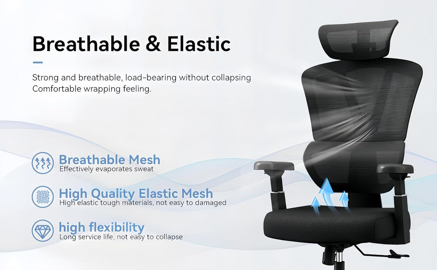 Ergonomic Office Chair, Black high-Back Office Chair, Lumbar Support Office Chair Suitable for Home Reading, Business Meetings and Home Office.