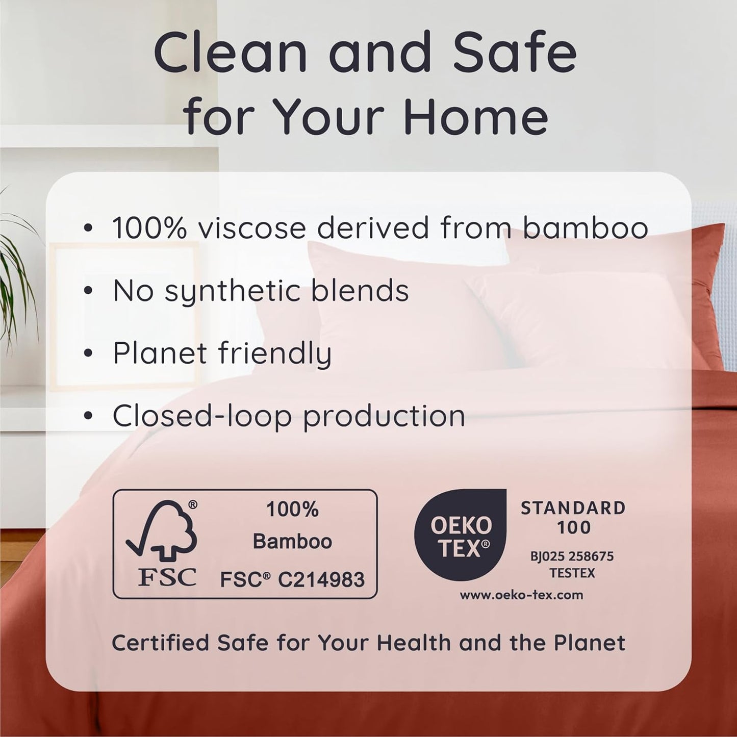 Bambaw 100% Viscose Derived from Bamboo Sheets Full Size Set – 4pcs Set of Full Size Bed Sheets Cooling and Soft, with Elastic Corner Straps, Bedding for Night Sweats (Terracotta)