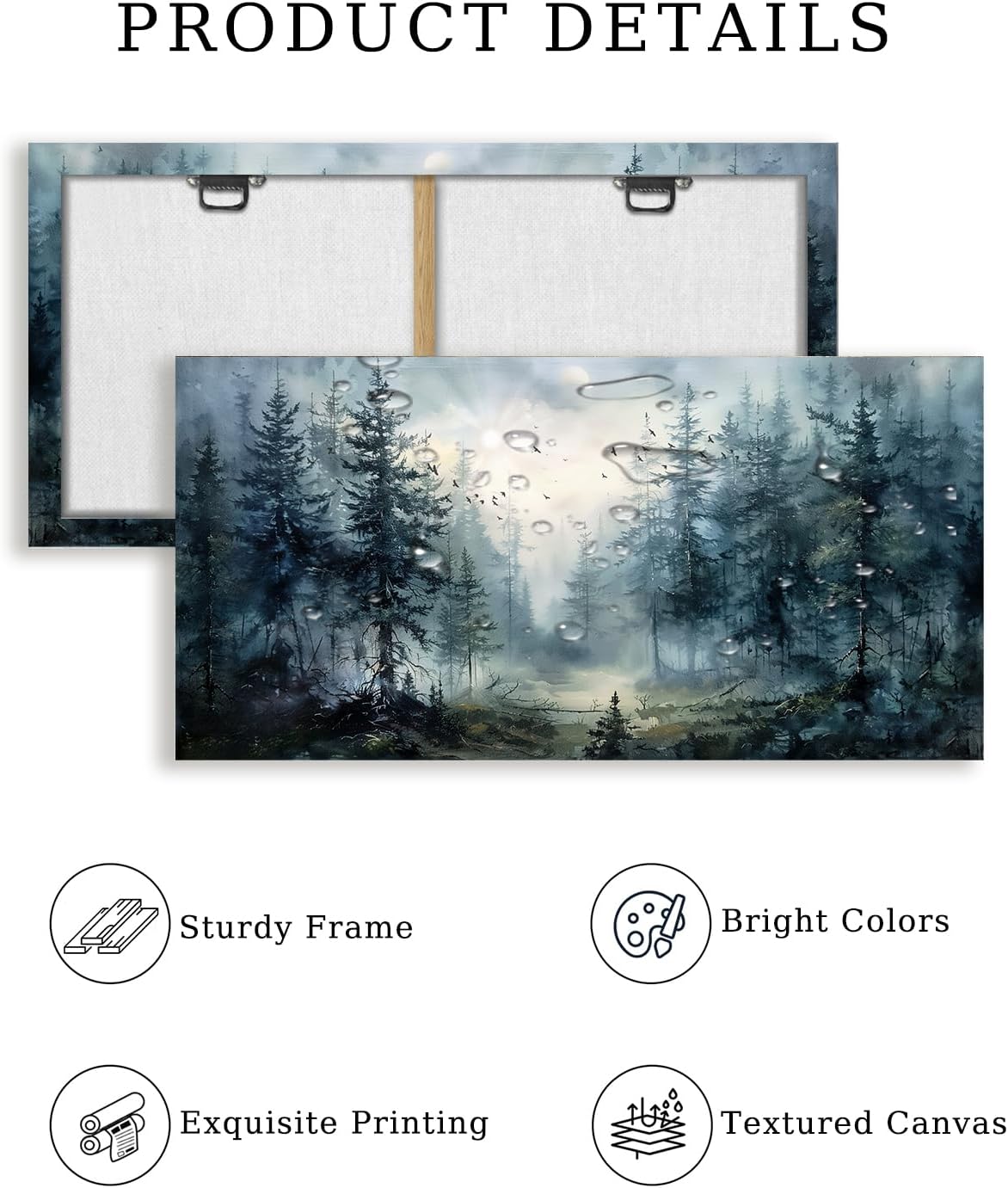 SERIMINO Large Wall Art for Living Room, Landscape Canvas Prints Paintings, Foggy Forest Pictures Wall Decor Aesthetic, Pine Trees Modern Home Decor, Bedroom Bathroom Office Artwork 24"X48"