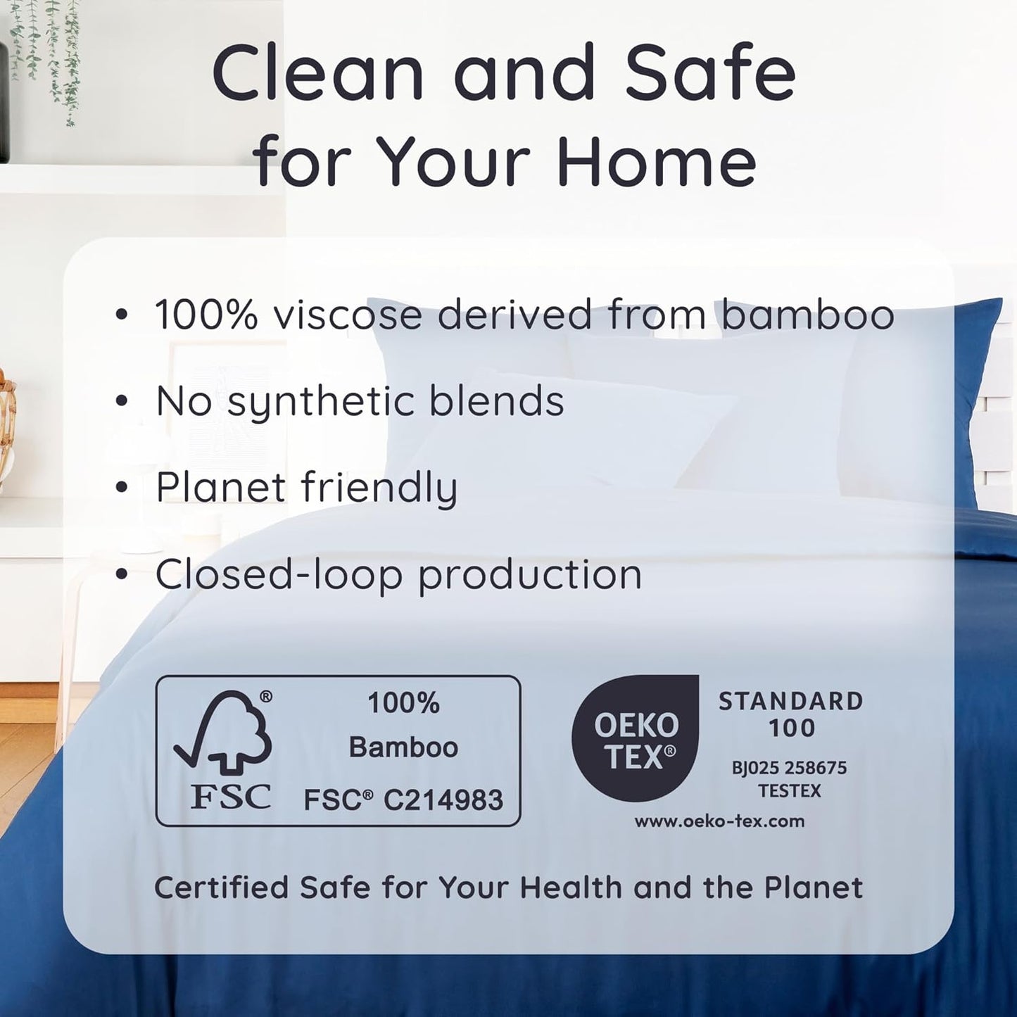 Bambaw California King Sheet Set 4pcs – 100% Viscose Derived from Bamboo Sheets, Deep Pocket Cooling Sheets, Fits Up to 16'' with Elastic Corner Straps, Extra Soft Sheet Set (Navy Blue)