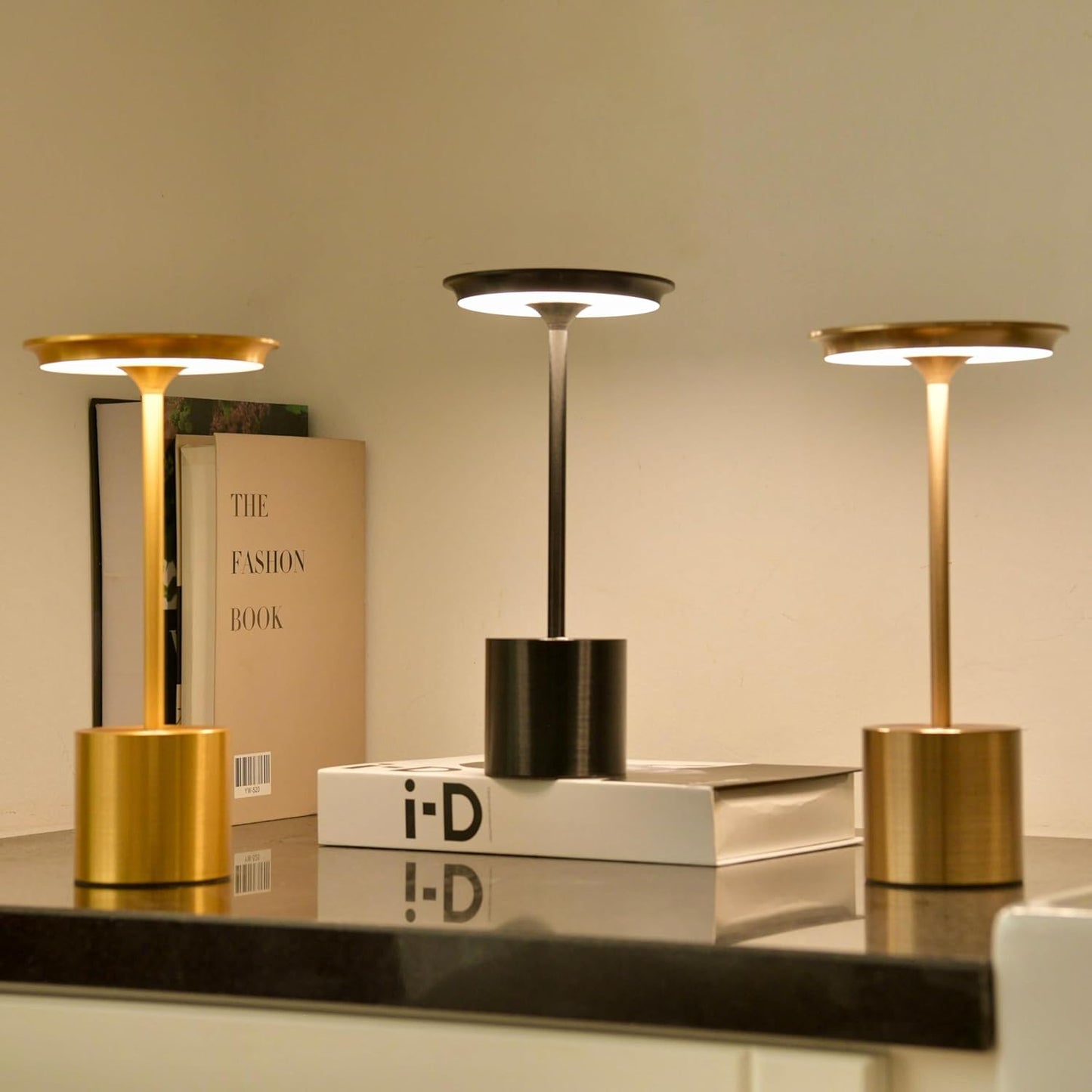 Cordless Table Lamp, Portable Rechargeable 6000mAh Outdoor Table Lamp, 3 Color Stepless Dimming Battery Powered Lamp, LED Table Light for Dinner/Restaurant/Outdoor (Black)