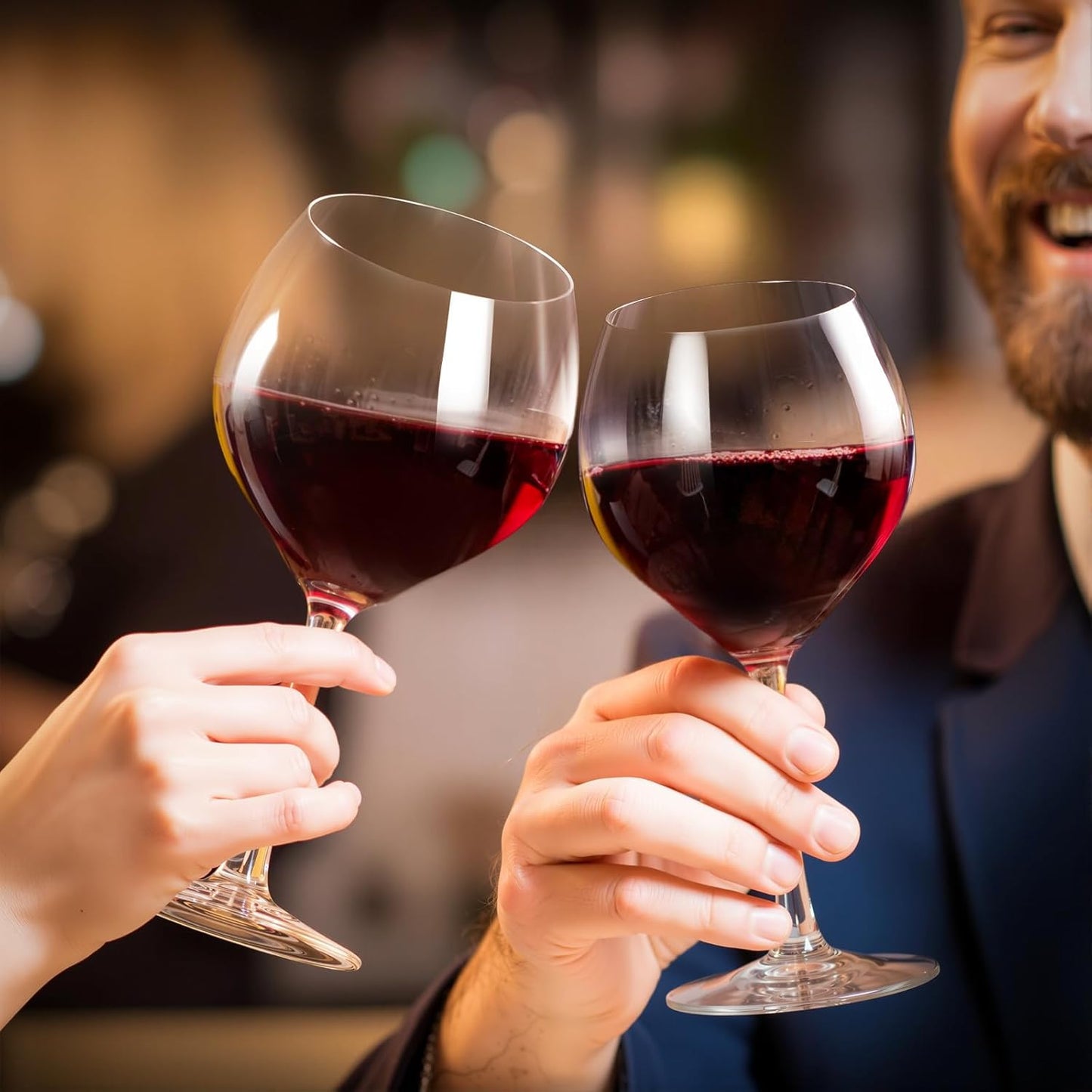 KAMMAK Wine Glasses Set of 2, 22 oz Hand Blown Crystal Bordeaux Wine Glasses, Thin Rim & Long Stem, Perfect for Red & White, Daily Use, Wedding Anniversary or Birthday Gift with Gift Box, Sofia