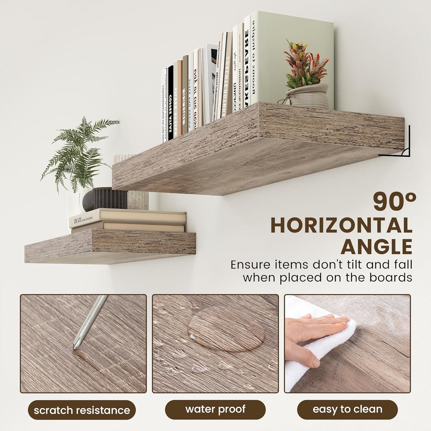 30 Inch Floating Shelves for Wall - 30 Inch Wide x 12 Inch Deep Floating Shelves Set of 1 - Rustic Grey Wood Wide Wall Shelves - Bookshelf Laundry Shelf TV Shelf