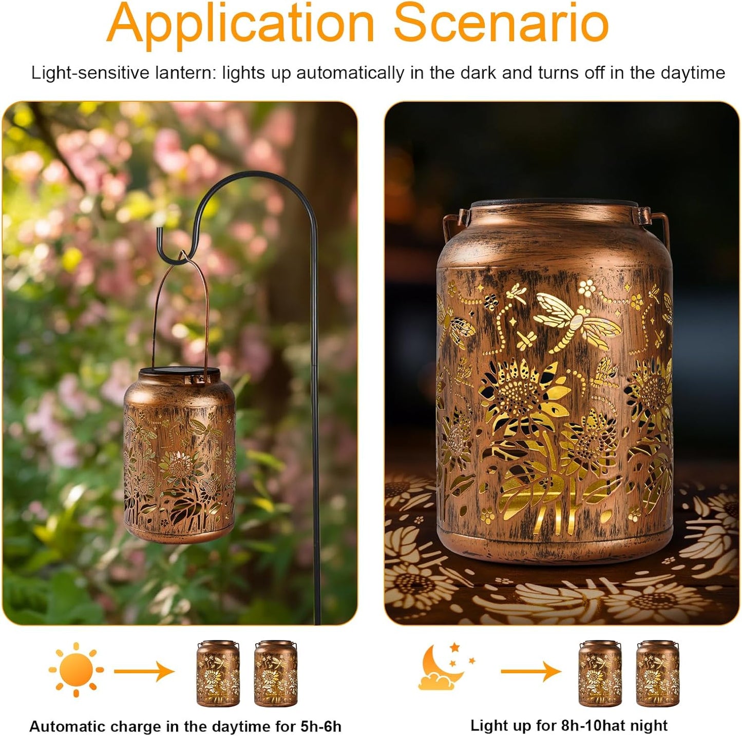 Sunflower Solar Lantern, Birthday Gifts for Women, Outdoor Waterproof LED Decorative Garden Lights for Lawn, Landscape, Patio, Porch Hanging Solar Lights for Ladies, Mom, Grandma