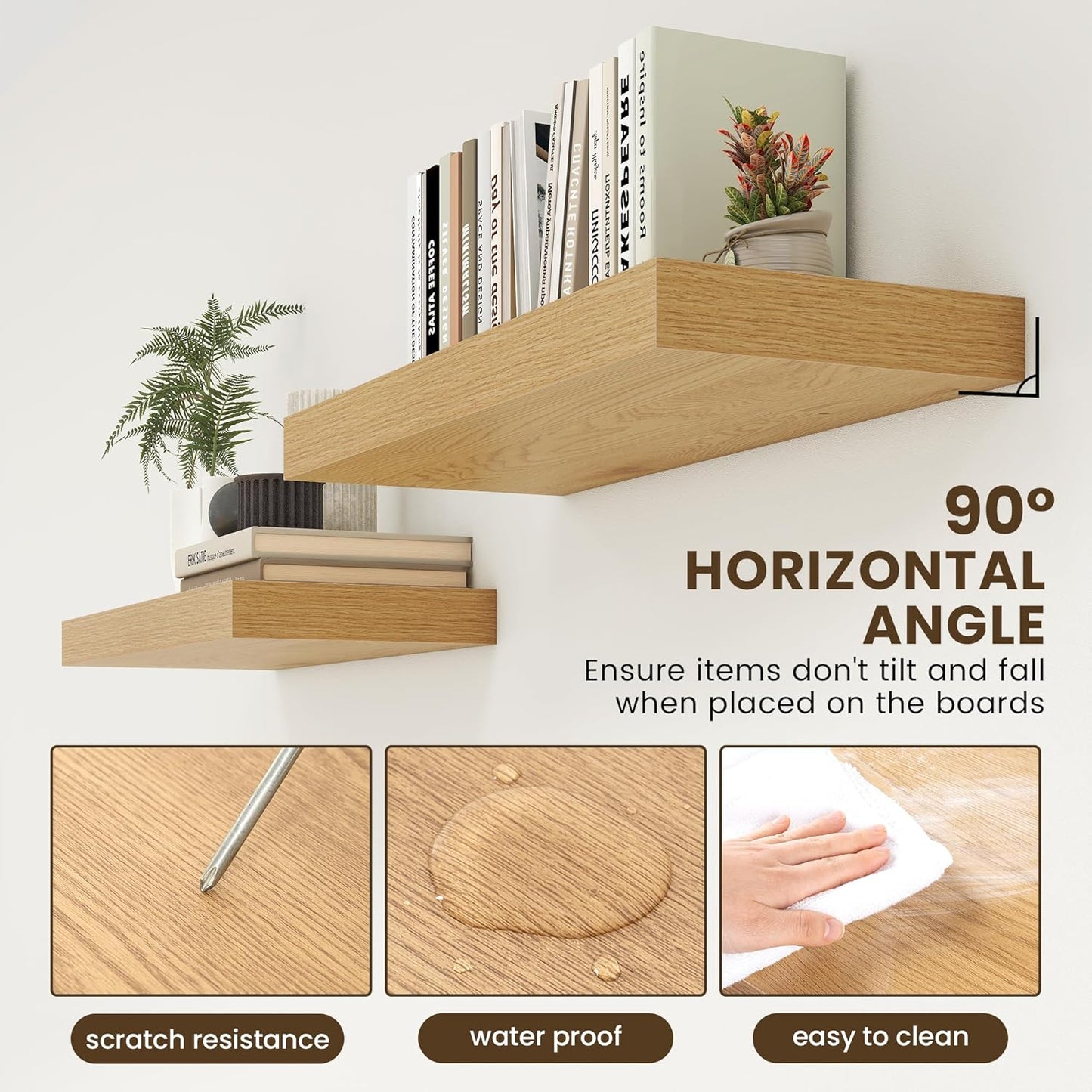 30 Inch Floating Shelves for Wall - 30 Inch Wide x 12 Inch Deep Oak Floating Shelf Set of 1 - Rustic Wide Wood Shelves for Room Wall - Bookshelf Laundry Shelf TV Shelf