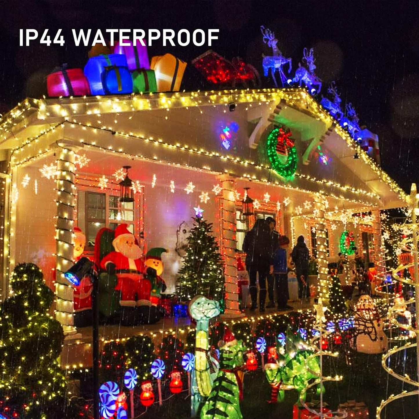 TW SHINE Warm White Christmas Lights, Total 400 LED 132FT Outdoor Christmas Lights Plug in with 8 Modes, Waterproof Light Outdoor Green Wire, Indoor Xmas Decoration for Party Yard House Decor