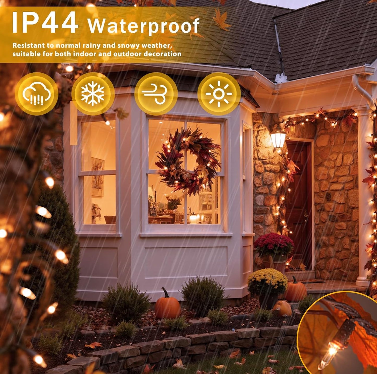 13FT 50 Count Clear Christmas String Lights Brown Wire, UL Certified Incandescent Bulb Mini Lights Plug in for Tree, Home, Patio, Indoor, Outdoor, Xmas, Garland Decor