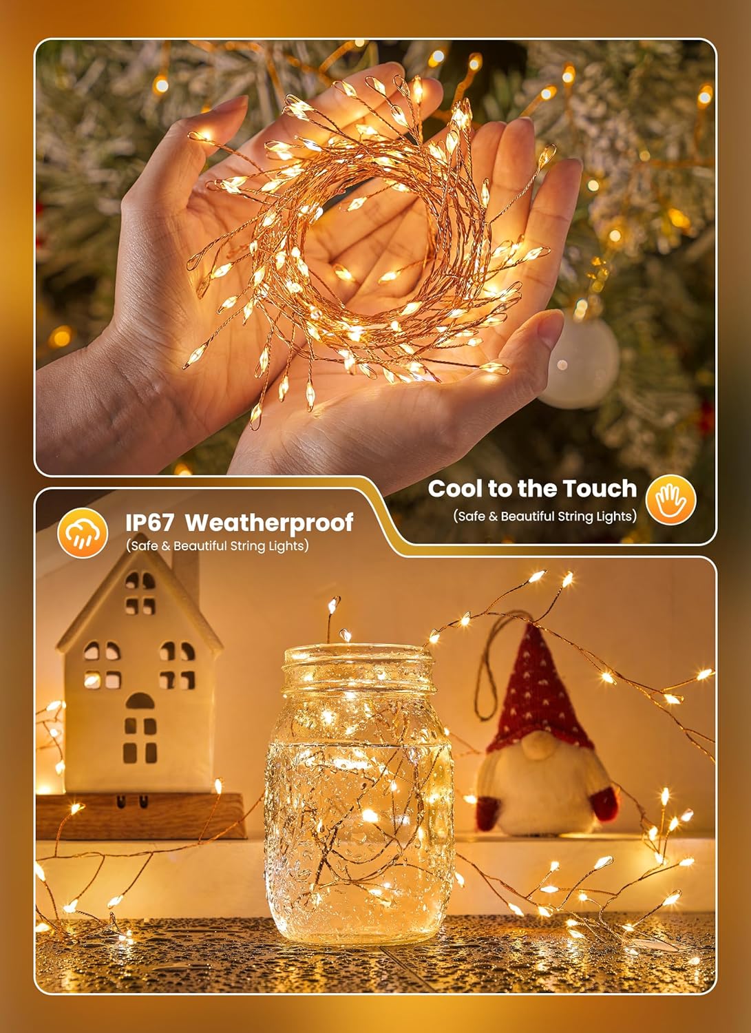 Indoor String Lights 4 Pack 10 Ft 120 LEDs Fairy Lights Battery Operated with Timer for Christmas Decorations DIY Crafts Wedding Table Centerpieces Party Bedroom