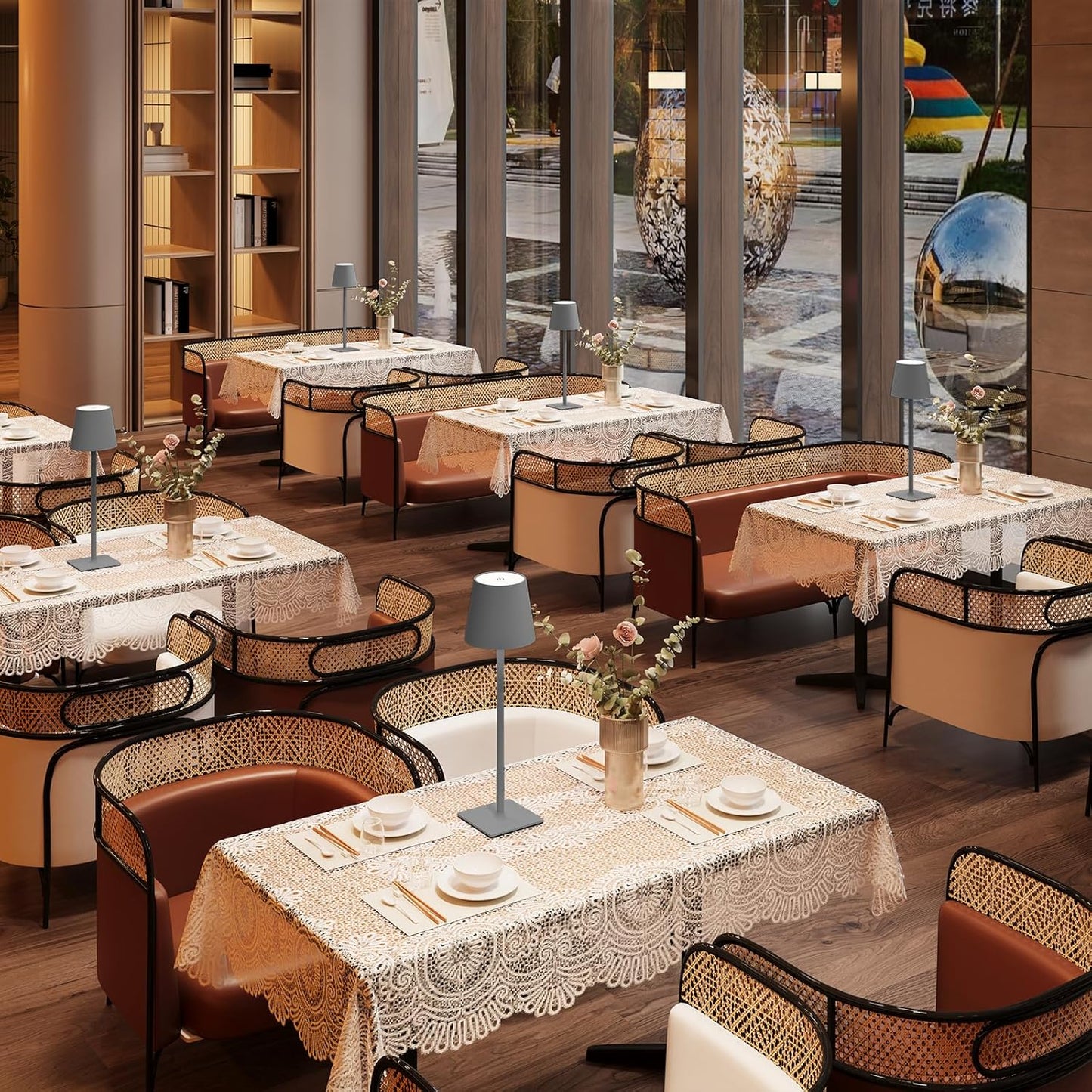 2 Pack Cordless Table Lamps, 3 Colors Stepless Dimming, 5000mAh Rechargeable Battery LED Desk Lamp for Bedroom/Couple Dinner/Desk/Cafe/Dining Room/Terrace