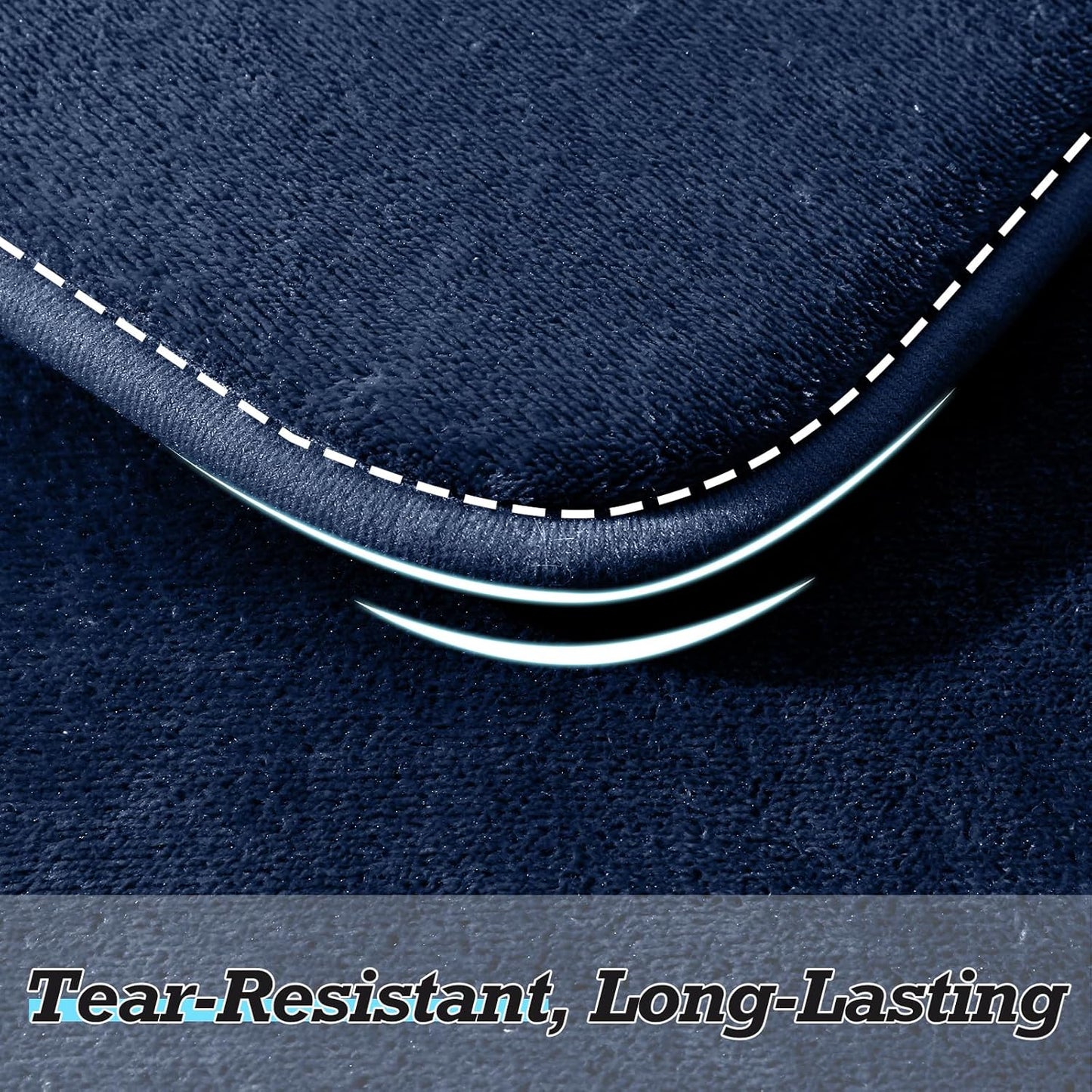 HUXMEYSON Bathroom Rugs Sets 3 Piece, Non-Slip & Quick Dry Bath Mat Set, Ultra Soft Velvet Bath Rugs for Bathroom, Toilet and Shower Floor, Navy