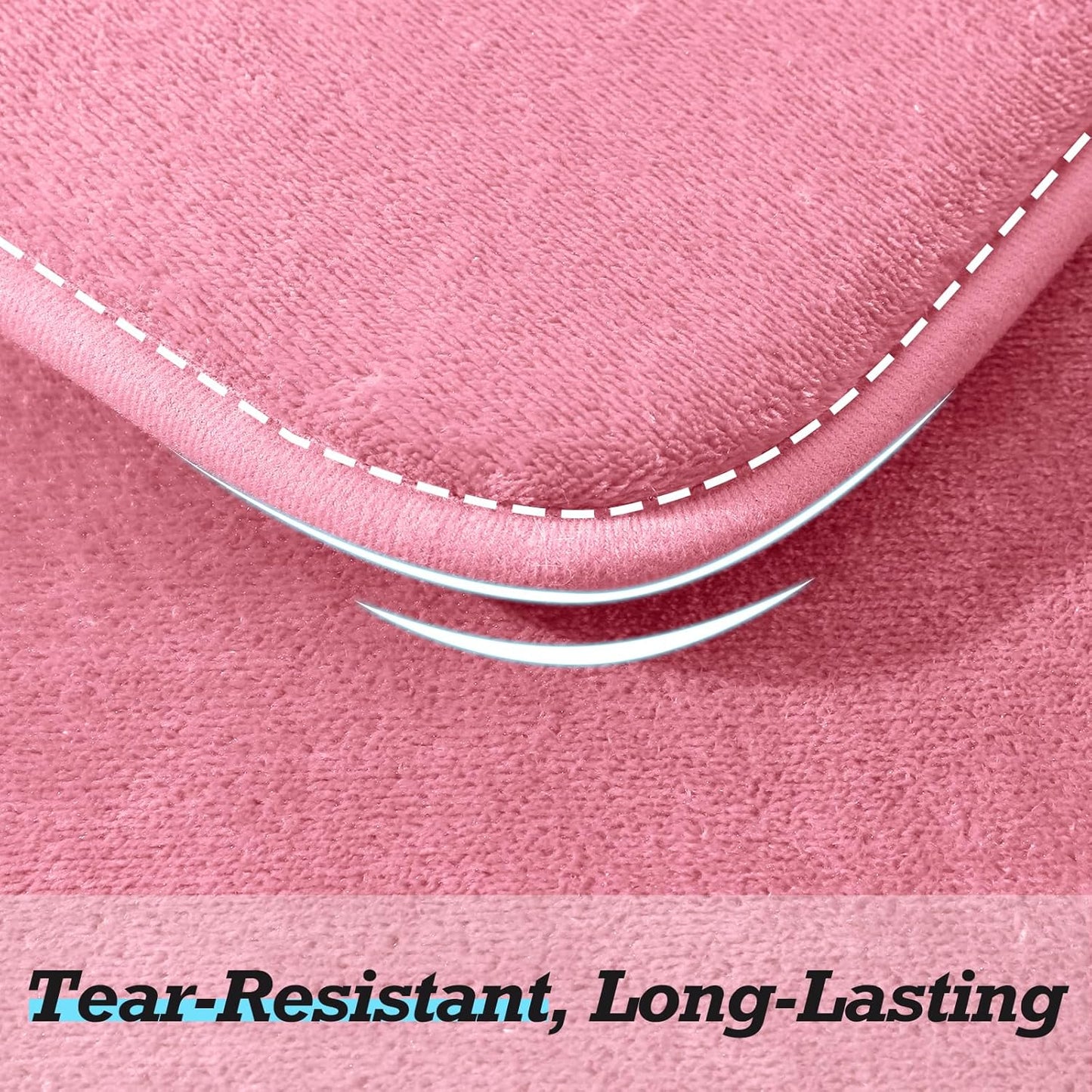 HUXMEYSON Bathroom Rugs Sets 2 Piece, Non-Slip & Quick Dry Bath Mat Set, Ultra Soft Velvet Bath Rugs for Bathroom, Toilet and Shower Floor, Pink