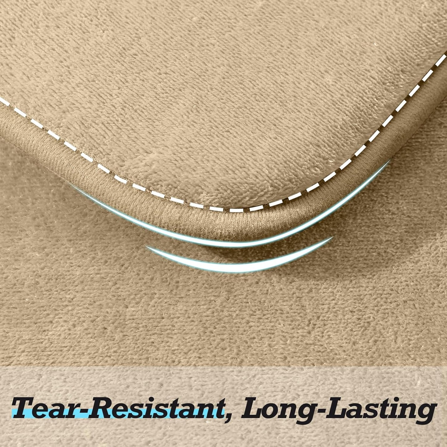 HUXMEYSON Bathroom Rugs Sets 3 Piece, Non-Slip & Quick Dry Bath Mat Set, Ultra Soft Velvet Bath Rugs for Bathroom, Toilet and Shower Floor, Khaki