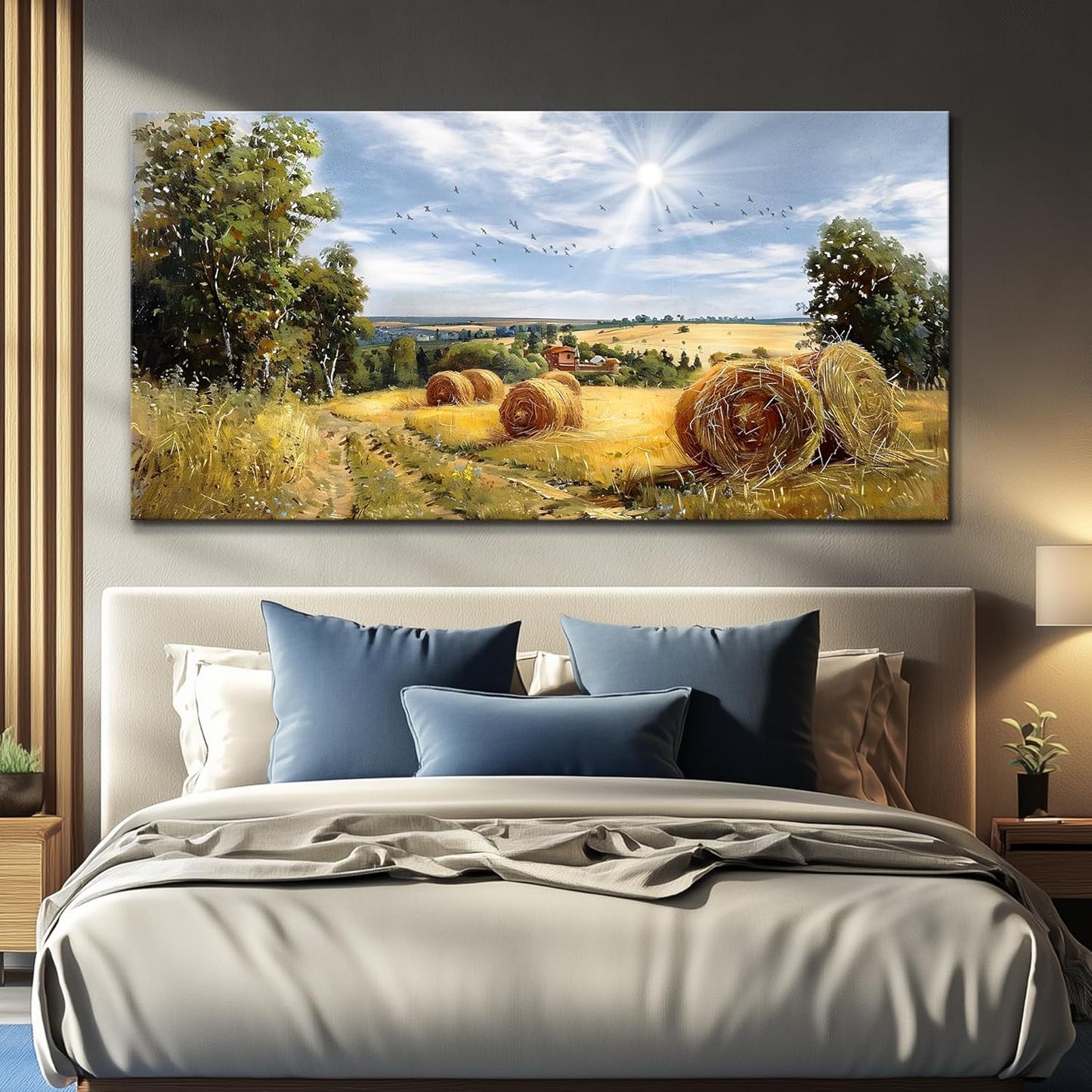 FUHAIHUA Large Canvas Wall Art For Living Room Farmhouse Wall Decor For Bedroom Inspiration Wall Pictures Artwork Country Field Landscape Painting Office Decoration Modern Hotel Room Mural 30x60 In