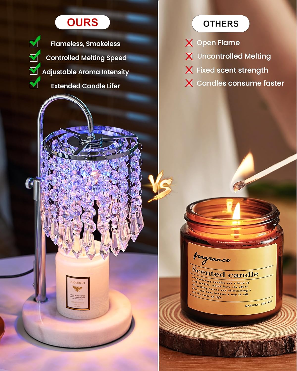 Candle Warmer Lamp with Timer Dimmer and 3 Bulbs, Lamp Candle Warmer with Marble Base,Wax Melt Warmer for Jar Candles, Birthday Gifts for Women Mom, House Warming Gifts New Home Decor