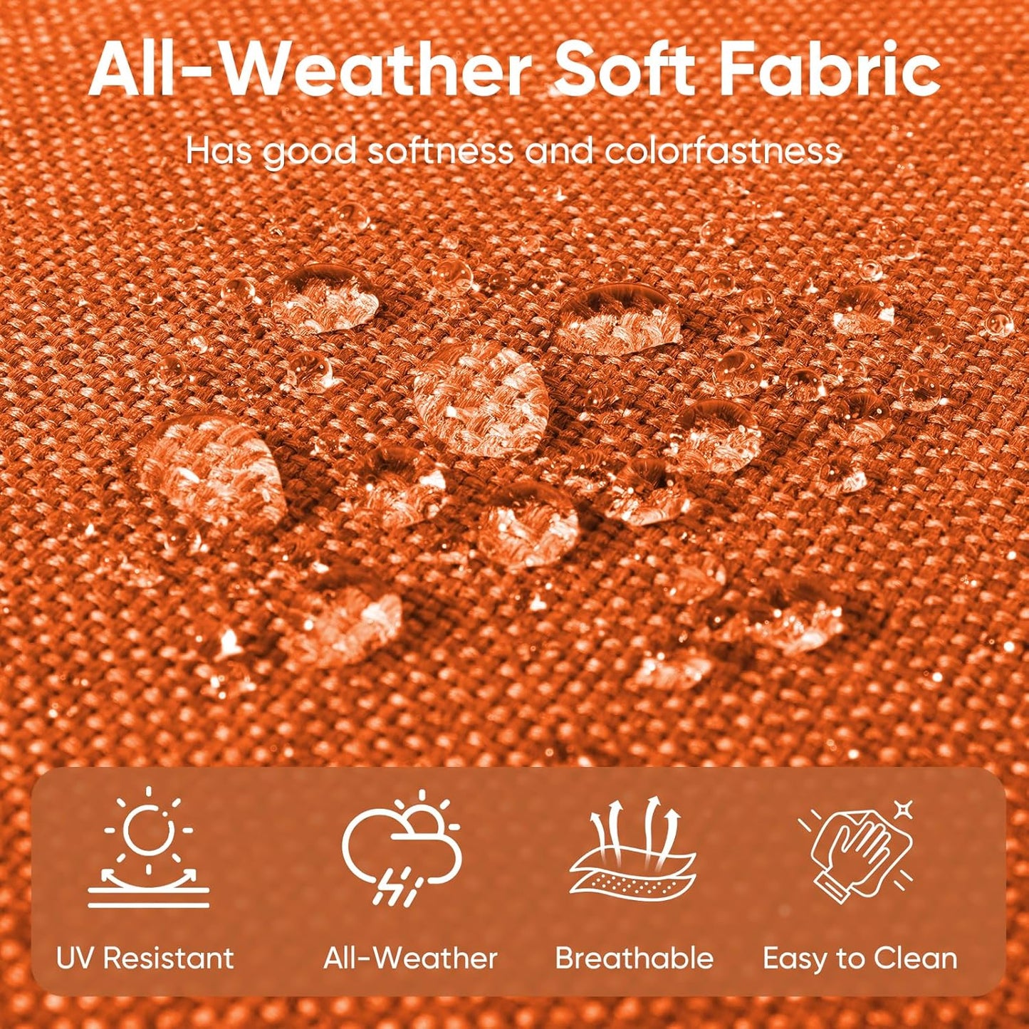 10-Piece Outdoor Patio Cushion Set - Fade & Water Resistant with Removable Olefin Cover, 22x24x4 Inch Memory Foam Cushions for Wicker Sectional Sofa – Orange/Buckle