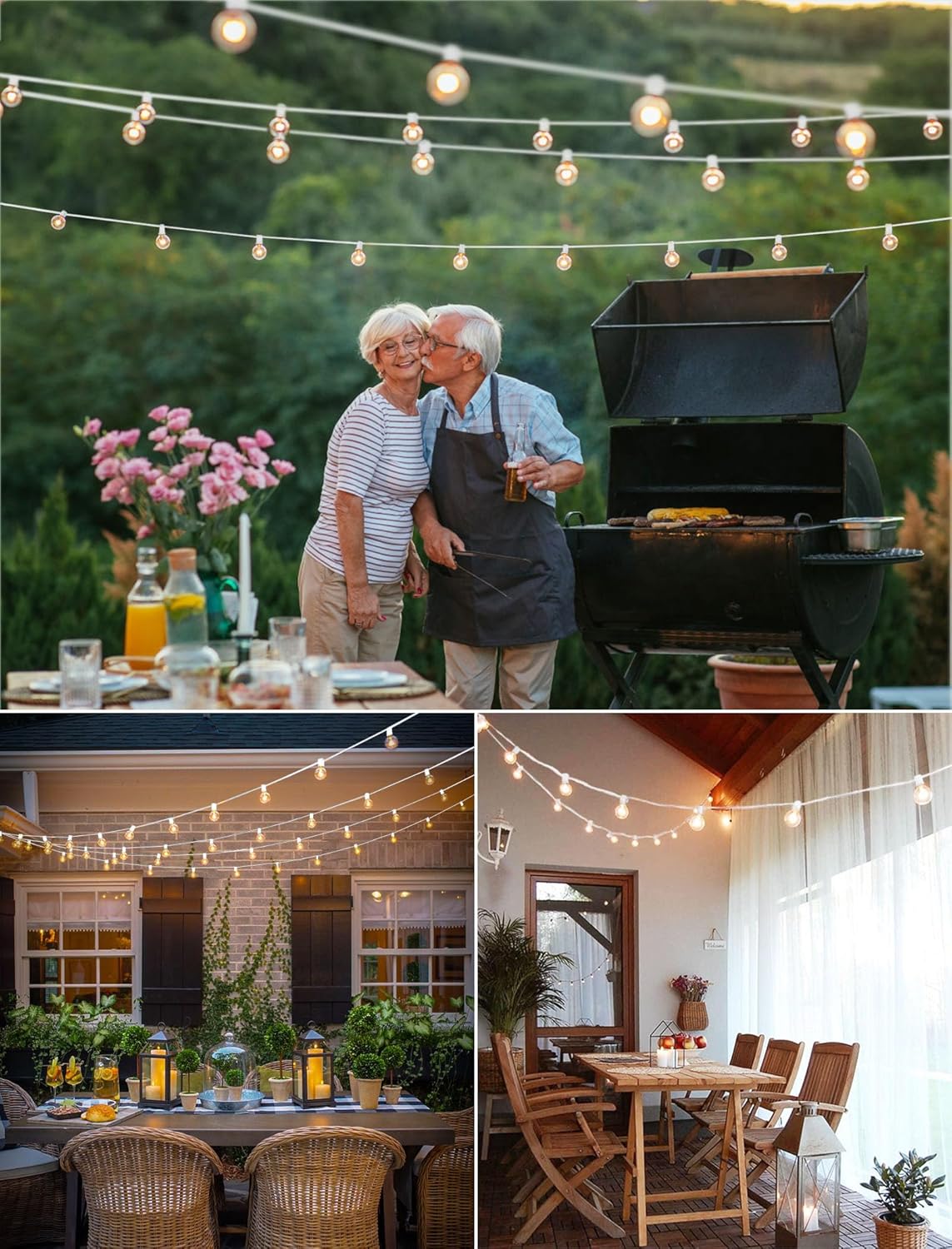 Brightown 60 Feet LED Outdoor String Lights with Shatterproof G40 Edison Bulbs, Connectable and Weatherproof Strand, Commercial Grade Patio Lights for Backyard Garden Patio Decorative, White