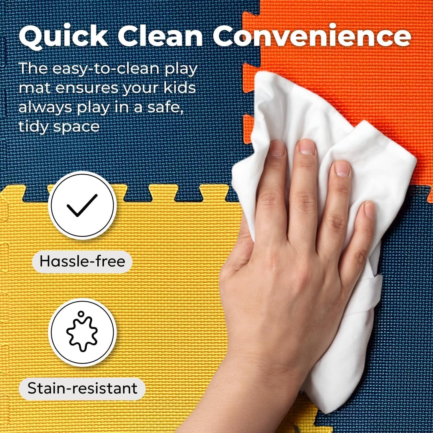 MioTetto Foam Floor Tiles for Kids - Non-Toxic Comfortable Baby Play Mat and Interlocking Foam Tiles, Fits with 50x50 Playpen Mat for Crawling & Development, Soft Play Mat for Babies 6-12 Months