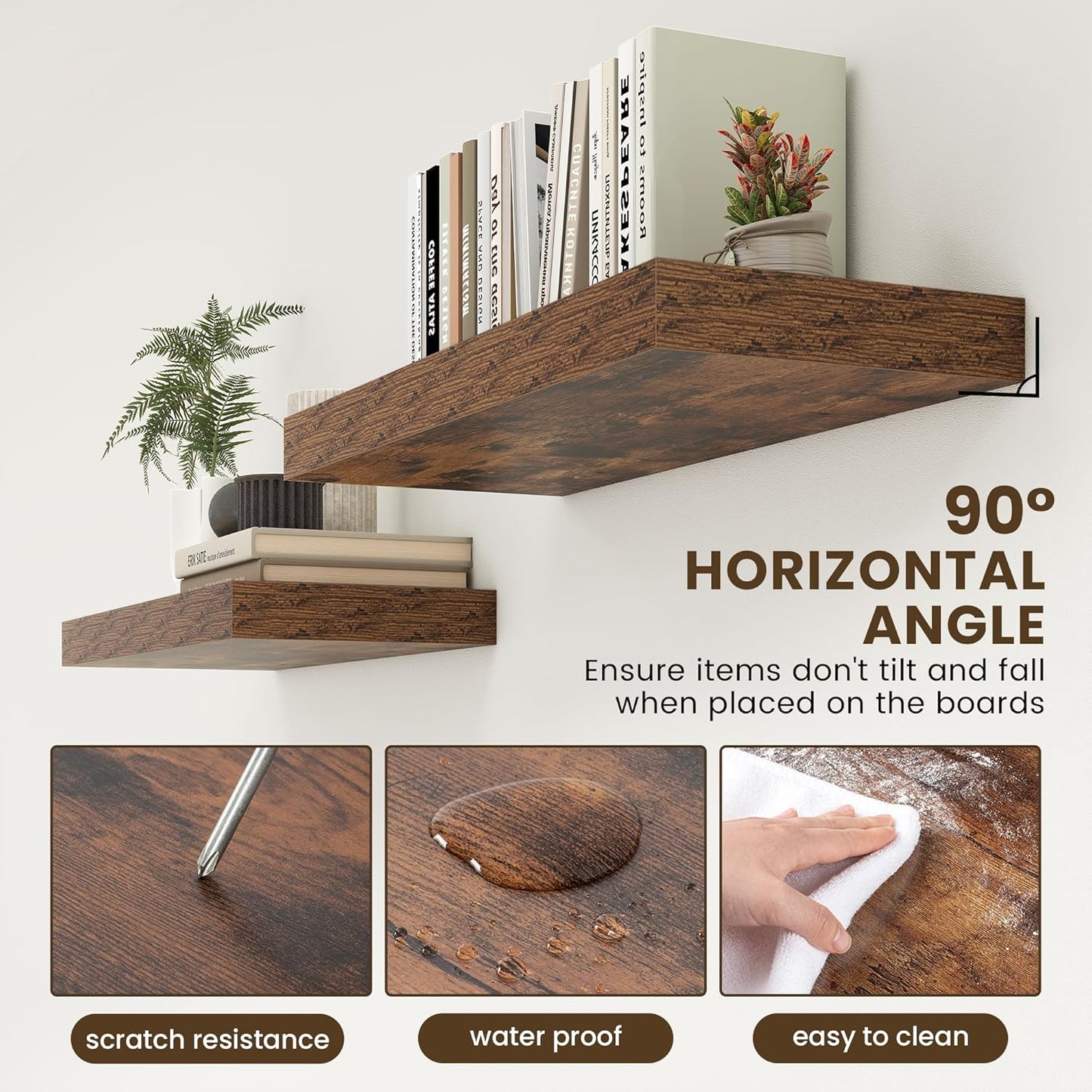 30 Inch Floating Shelves for Wall - 30 Inch Wide x 12 Inch Deep Floating Shelf Set of 1 - Rustic Wood Wide Wall Shelves - Bookshelf Laundry Shelf TV Shelf