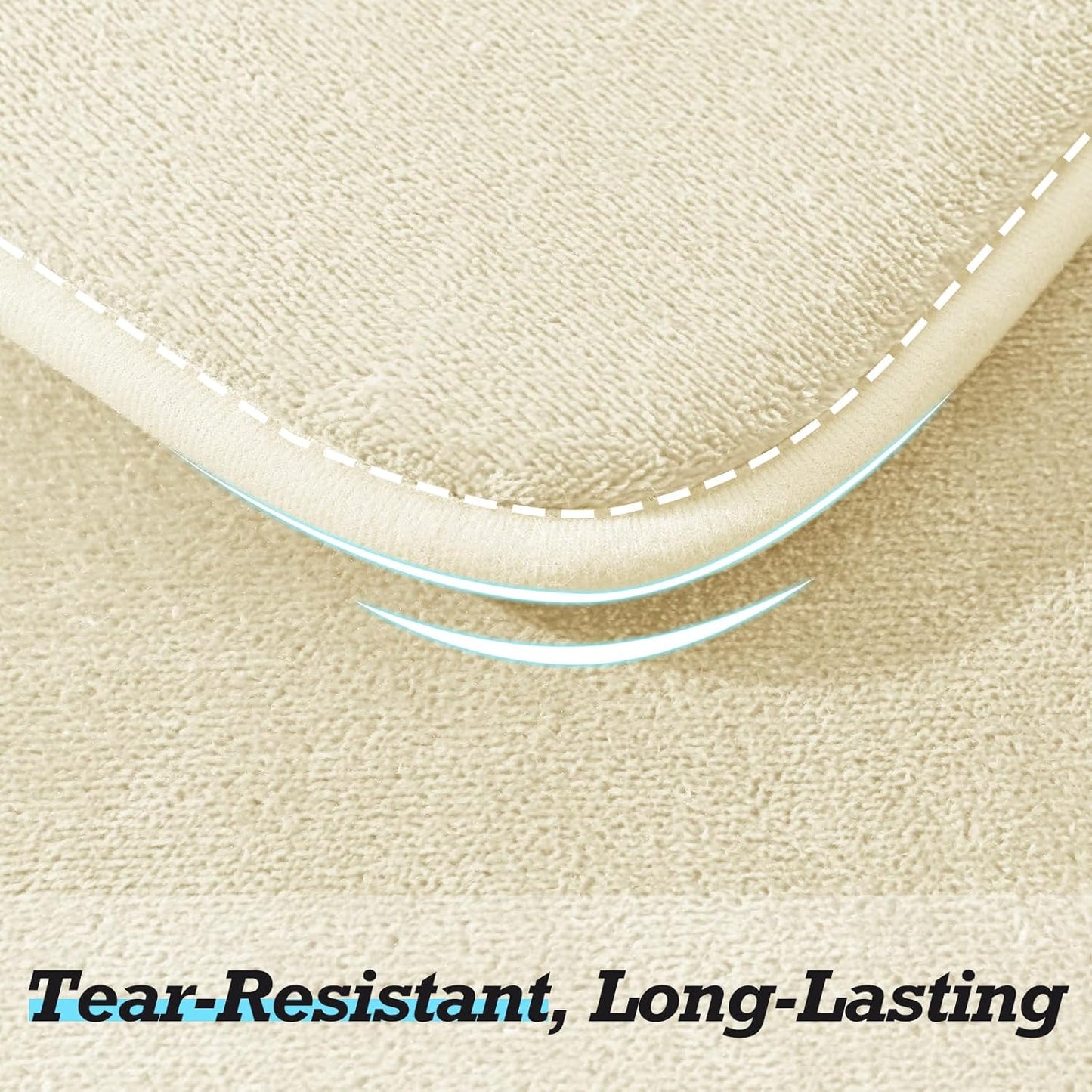 HUXMEYSON Bathroom Rugs Sets 3 Piece, Non-Slip & Quick Dry Bath Mat Set, Ultra Soft Velvet Bath Rugs for Bathroom, Toilet and Shower Floor, Ivory