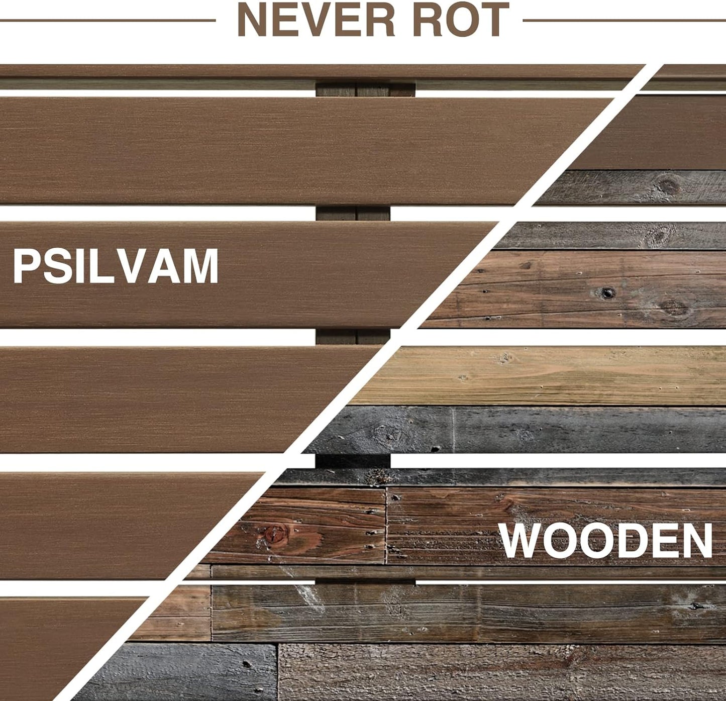 Psilvam Knight Bench, Two Person Outdoor Poly Lumber Patio Backless Bench, Weatherproof Garden Bench That Never Rot and Fade, Suit for Garden, Porch and Park (Brown)