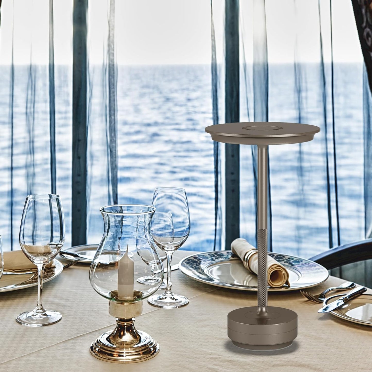 2 Pack Cordless Table Lamps Rechargeable, Portable 5000mAh LED Table Light, 3 Color Stepless Dimming Battery Powered Table Lamp for Bedroom/Home/Restaurant/Outdoor.(Cafe)