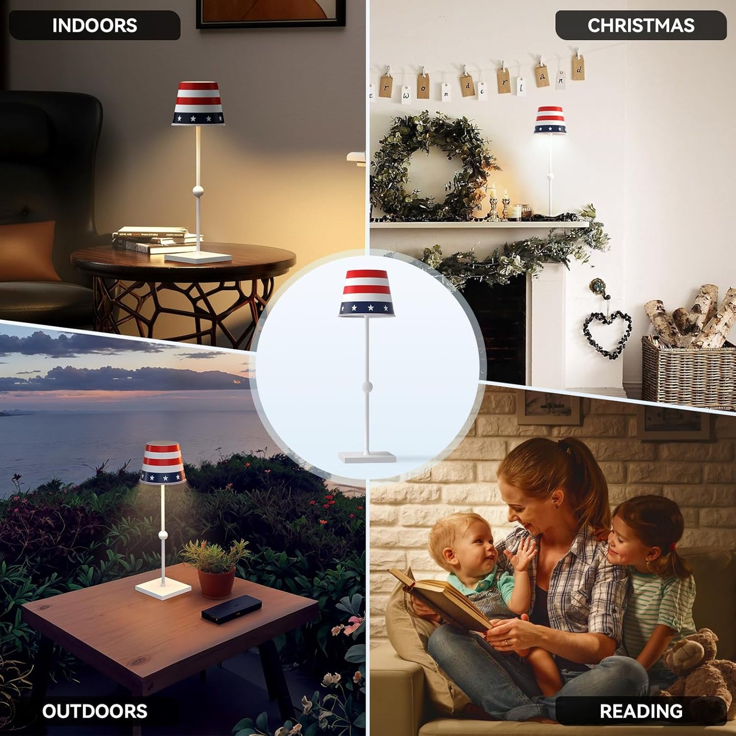 Rechargeable Cordless Table lamp with USB Port, 3 Touch Light Modes Minimalistic Table lamp, for Living Room, Bedroom, Outdoor, Restaurant(1 Count (Pack of 1), American Dream 05)