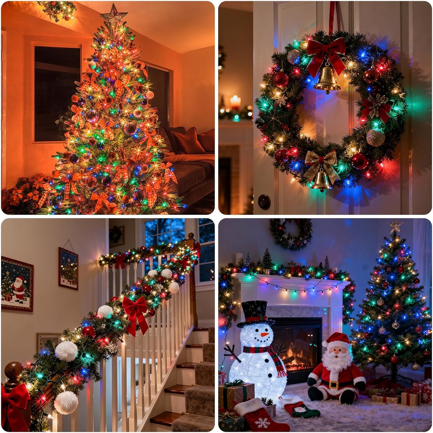 Christmas Lights 66ft 200 LED Battery Operated String Lights with Timer Memory Function or Battery Powered Waterproof Fairy Light for Indoor Outdoor Decoration