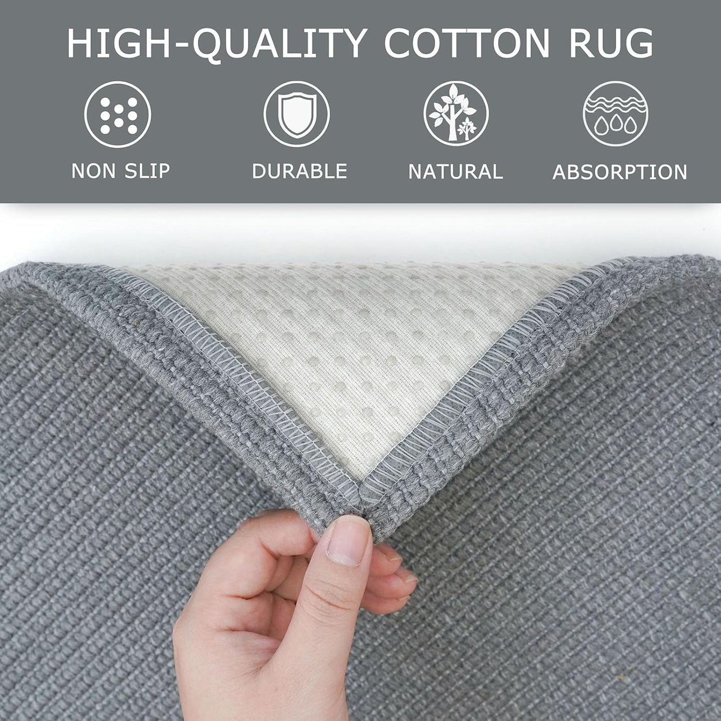 KOZYFLY Washable Runner Rug 2x10 ft Hallway Kitchen Runner Rugs with Rubber Backing Bobo Non Slip Entryway Runner Indoor, Long Carpet Runners for Hall Kitchen Entryway, Grey