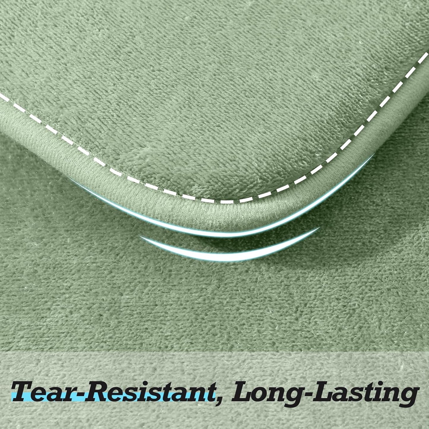 HUXMEYSON Bathroom Rugs Sets 3 Piece, Non-Slip & Quick Dry Bath Mat Set, Ultra Soft Velvet Bath Rugs for Bathroom, Toilet and Shower Floor, Grey Green