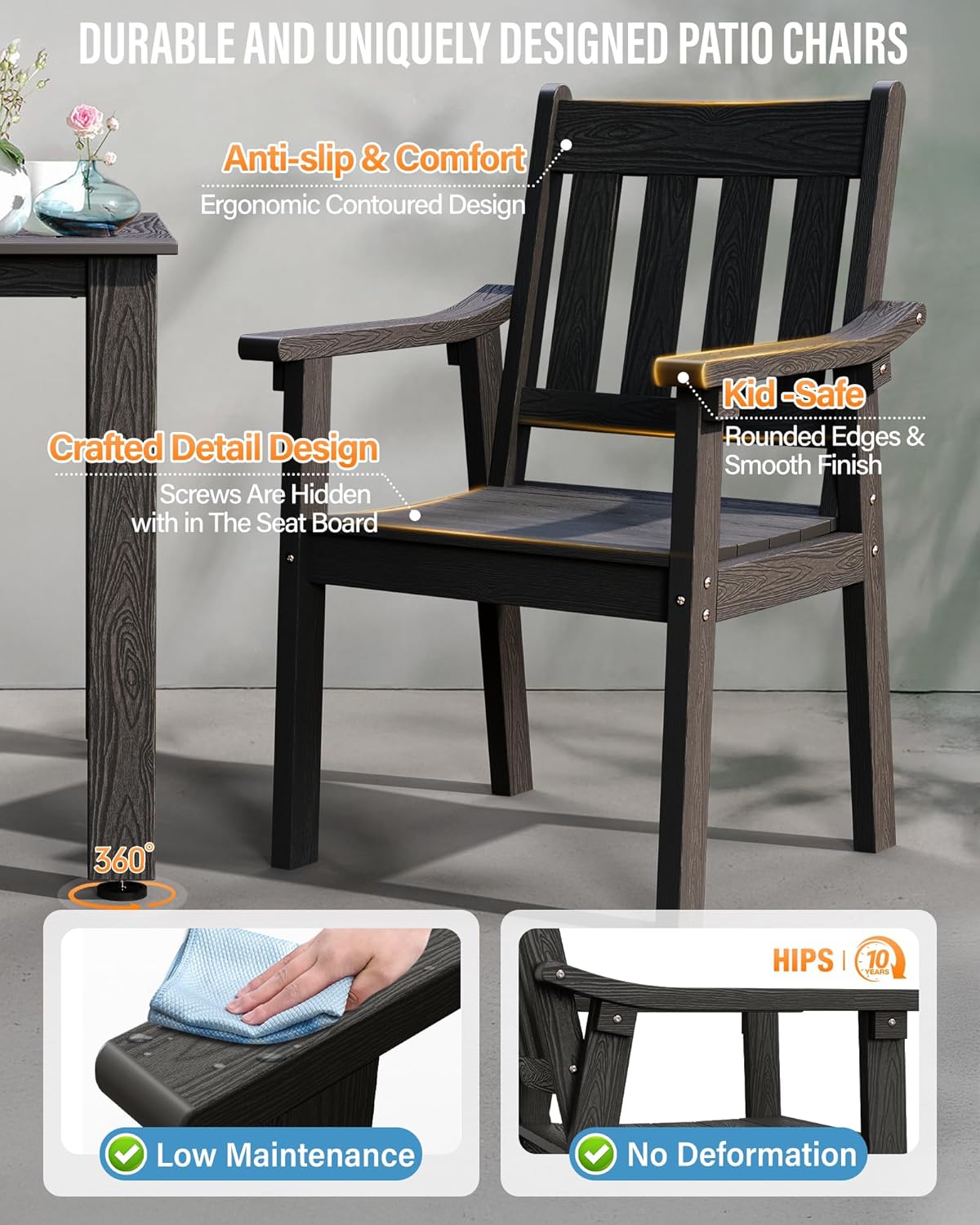 YEFU Outdoor Patio Dining Sets: Outdoor Furniture 12 Piece Dining Table Set for 10 with Umbrella Hole & Aluminum Frame - All Weather Patio 2 Table and 10 Chairs for Outside Backyard/Porch/Deck Black