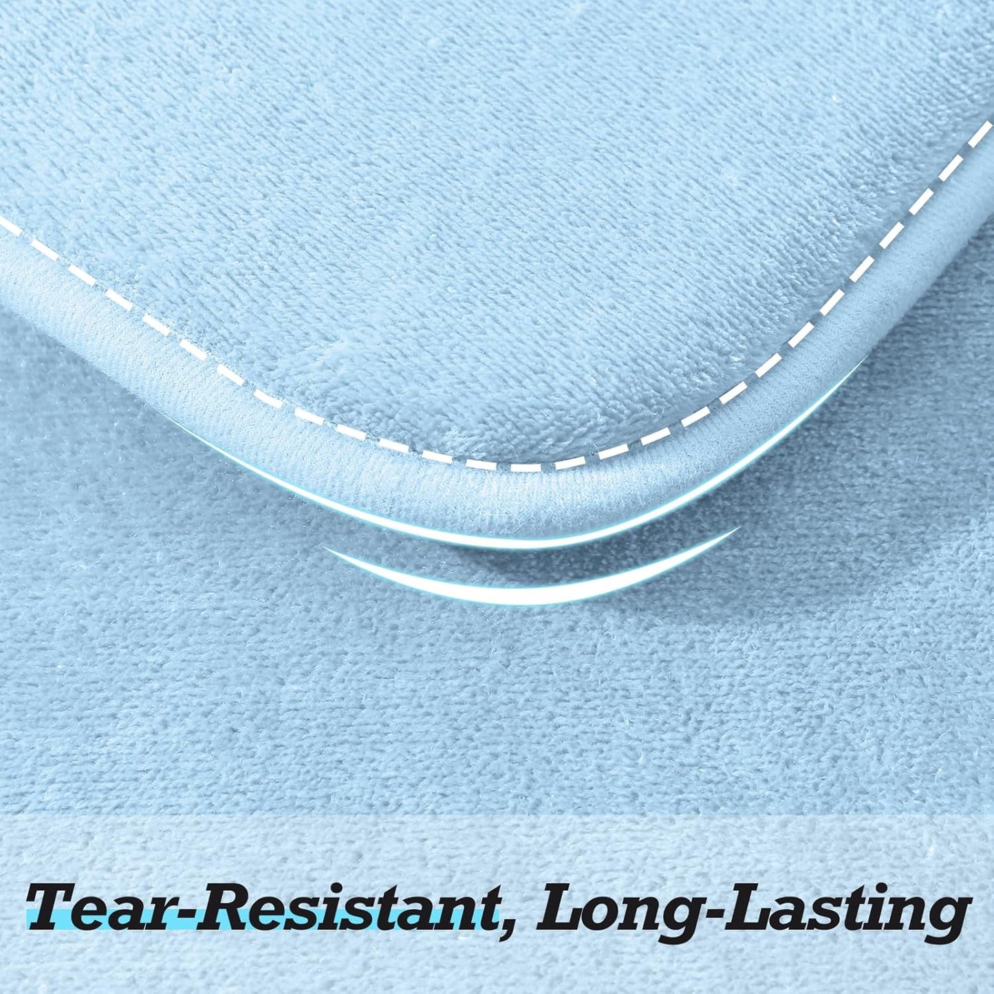 HUXMEYSON Bathroom Rugs Sets 2 Piece, Non-Slip & Quick Dry Bath Mat Set, Ultra Soft Velvet Bath Rugs for Bathroom, Toilet and Shower Floor, Light Blue