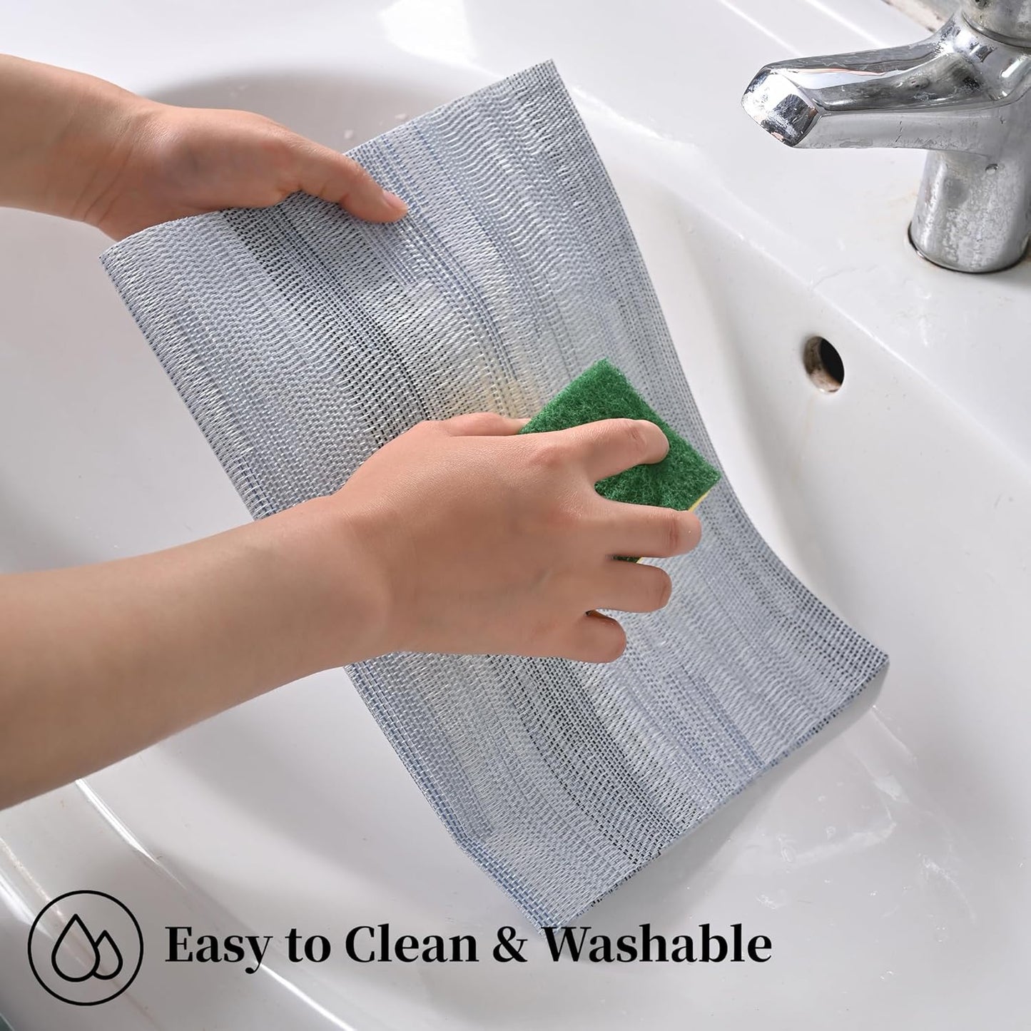 Leetaltree LightSteel Blue Placemats Set of 12 - Heat Resistant Non-Slip Place mats for Dining Table, Washable Durable PVC Vinyl Woven Table Mats(LightSteel Blue, 12)