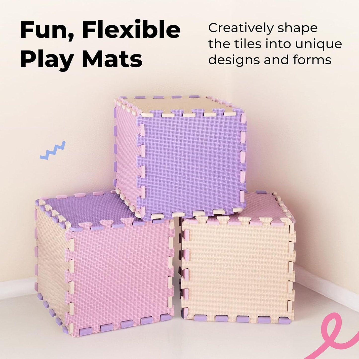 MioTetto Foam Floor Tiles for Kids - Non-Toxic Comfortable Baby Play Mat and Interlocking Foam Tiles, Fits with 74x74 Playpen Mat for Crawling & Development, Soft Play Mat for Babies 6-12 Months