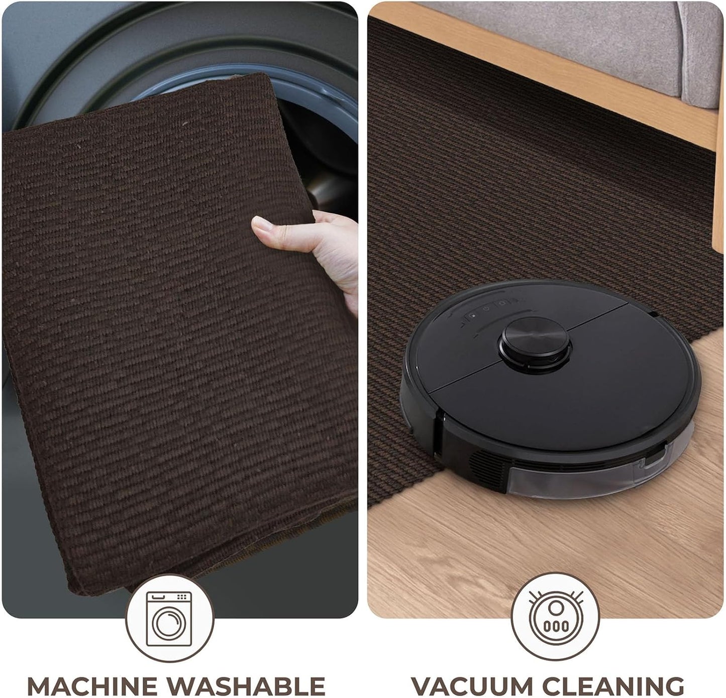 KOZYFLY Washable Runner Rug 3x10 ft Hallway Kitchen Runner Rugs with Rubber Backing Bobo Entryway Runner Indoor, Long Carpet Runners for Hall Kitchen Entryway, Dark Coffee/Brown