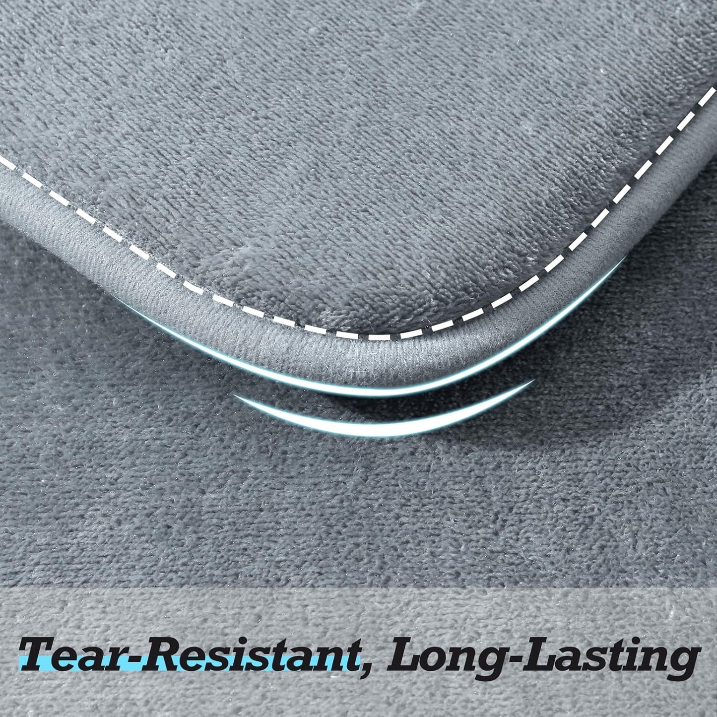 HUXMEYSON Bathroom Rugs Sets 3 Piece, Non-Slip & Quick Dry Bath Mat Set, Ultra Soft Velvet Bath Rugs for Bathroom, Toilet and Shower Floor, Grey