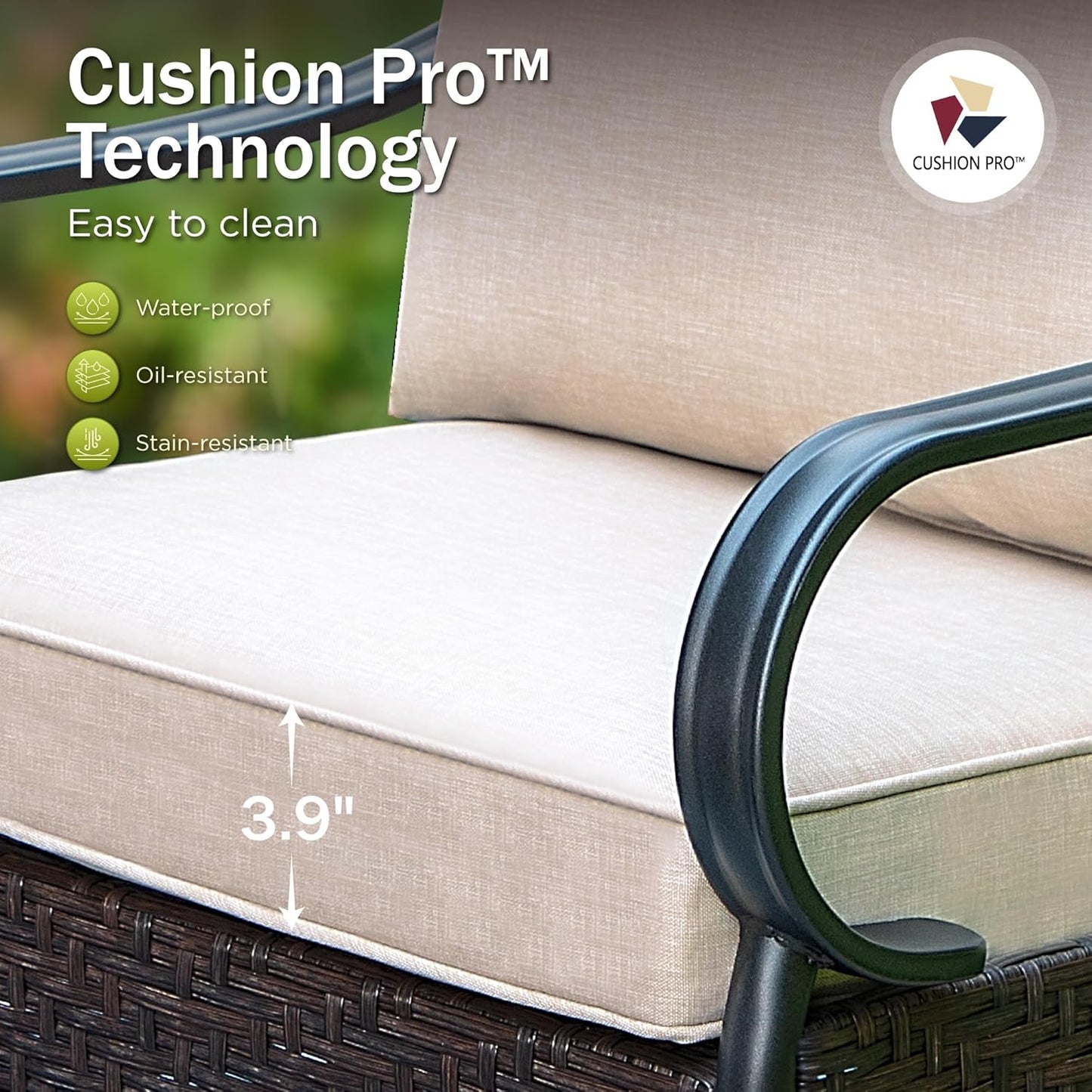 PHI VILLA Outdoor Dining Set for 6, Outdoor Table and Chairs Set for 6, 4 Extra Large Dining Chairs & 2 Swivel Chairs, Rectangular Metal Slat Dining Table for Deck, Backyard and Garden