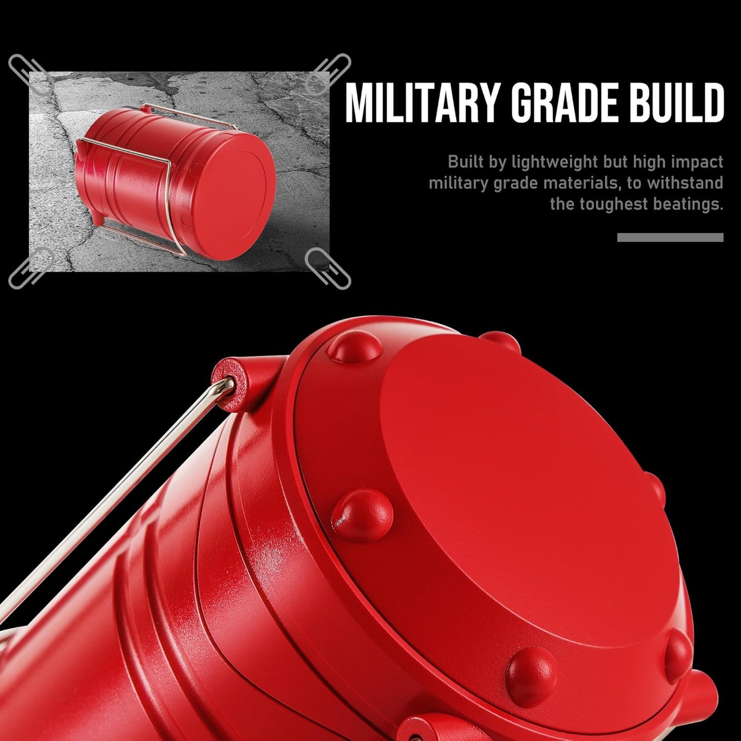 Lichamp LED Camping Lantern, 4 Pack Battery Powered Flashlight for Power Outages, Portable Collapsible Hanging Light Essential for Home, Outdoor, Emergency Lamp Survival Kit Gear for Hurricane, Red