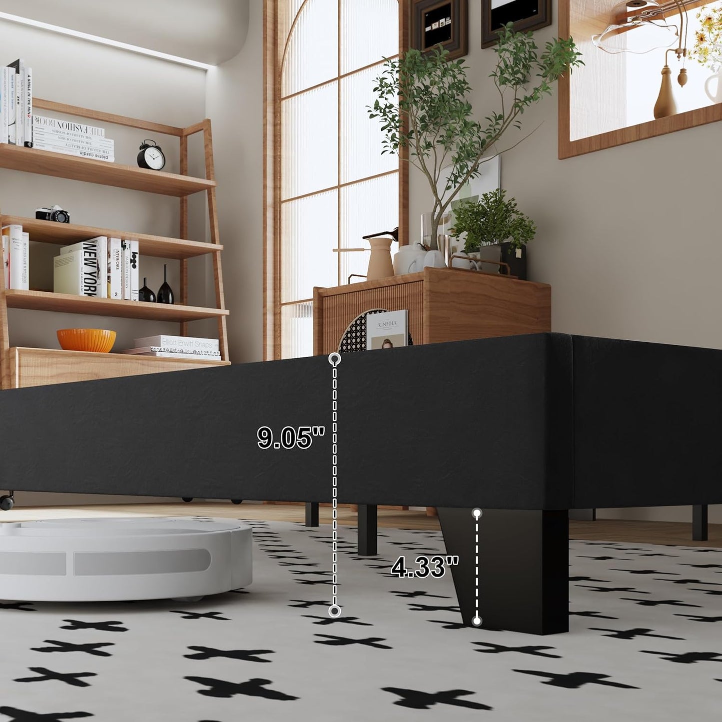 Twin Size Bed Frame with Adjustable Tufted Headboard – Velvet Upholstered Platform Bed, Sturdy Frame & Slats, No Box Spring Needed, Noise-Free, Easy Assembly (Black, Twin)