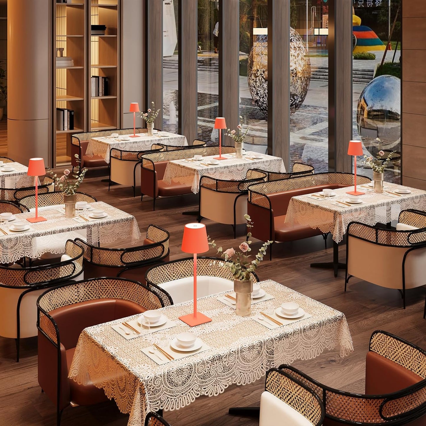 2 Pack Cordless Table Lamps, 3 Colors Stepless Dimming, 5000mAh Rechargeable Battery LED Desk Lamp for Bedroom/Couple Dinner/Desk/Cafe/Dining Room/Terrace