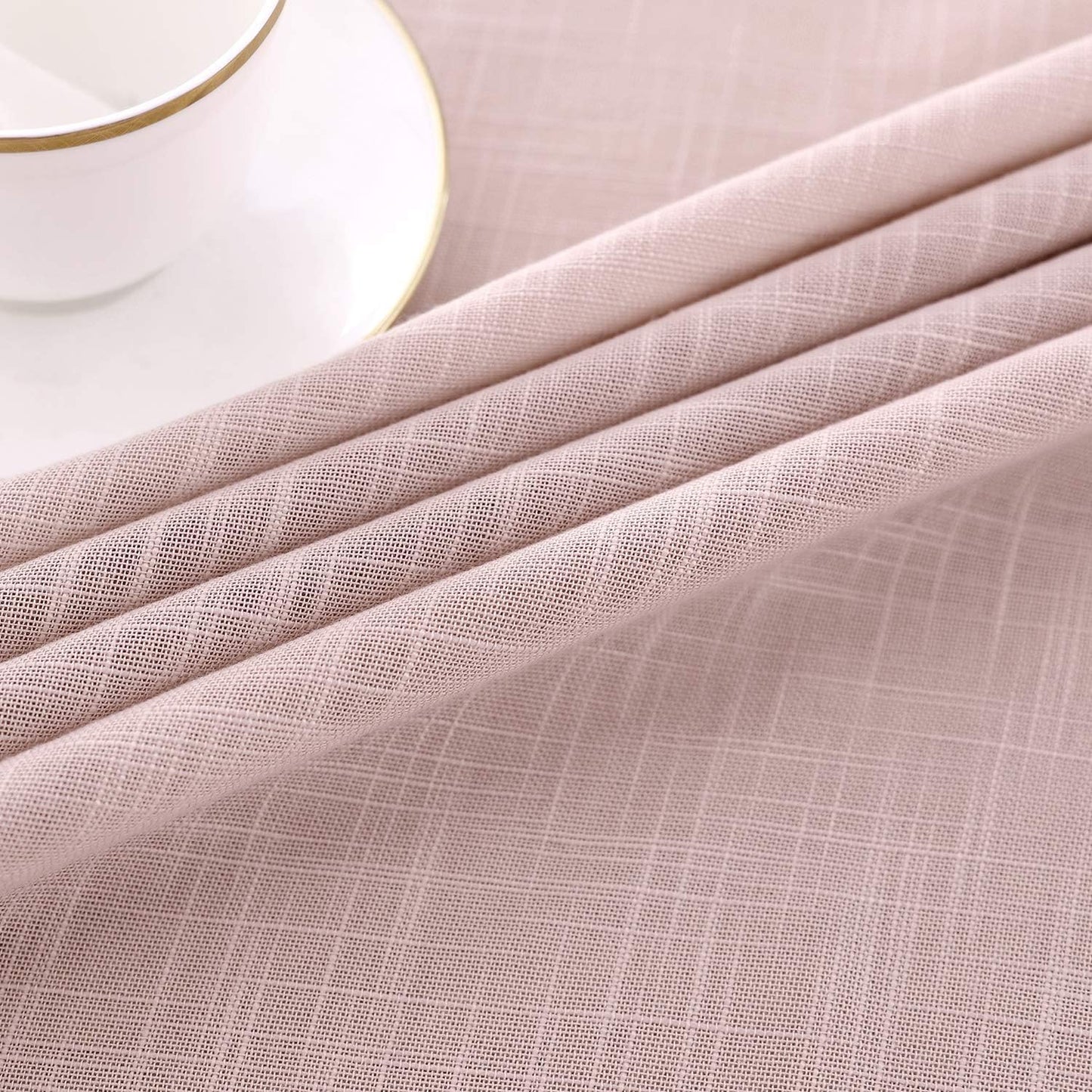 maxmill Lux Faux Linen Tablecloth with Slubby Yarn Textured Weaves Wrinkle Resistant Anti-Shrink Soft Table Cloth for Kitchen Dining Restaurant Tabletop for Event Holiday Dinner Round 70 Inch Blush
