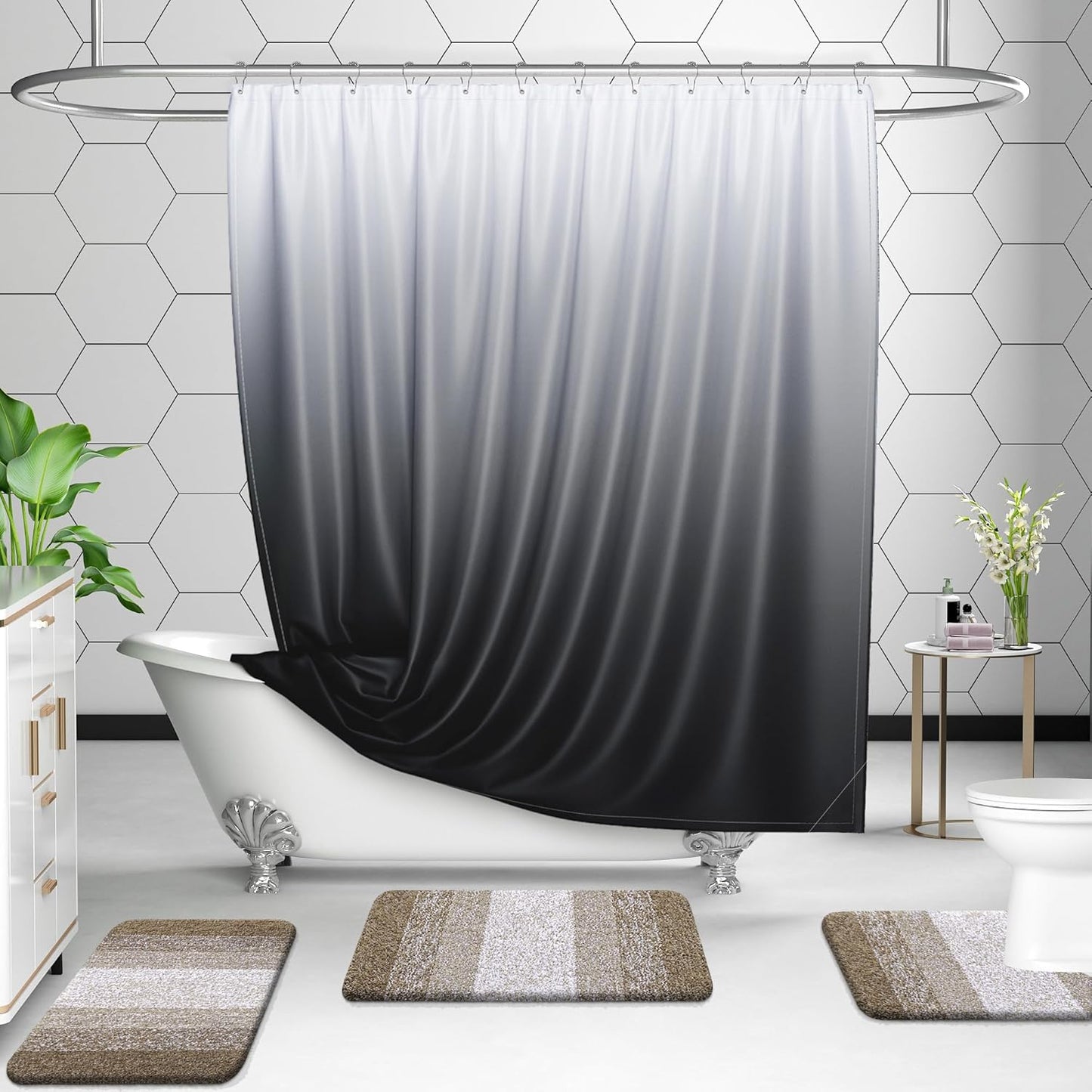 OLANLY Bathroom Rug Set 2 Piece, Soft Absorbent Microfiber Bath Rug Set, Non-Slip, Machine Wash Dry, Plush Shaggy Bath Mats for Bathroom (47"x20"+24"x16", Coffe)