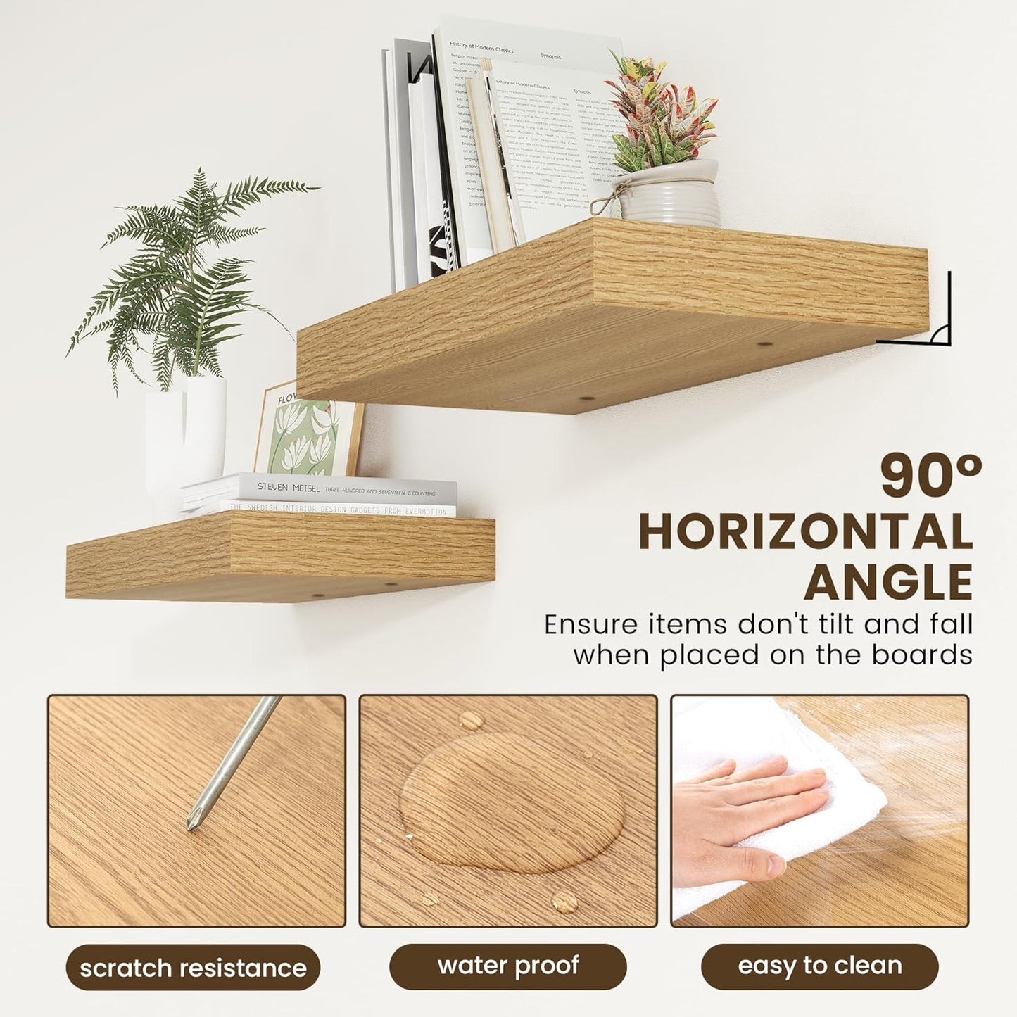 Deep Floating Shelves for Wall - 24 Inch Wide x 12 Inch Deep Oak Floating Shelves Set of 1-24W x 12D Rustic Wide Wood Wall Shelves - Bookshelf Laundry Shelf TV Shelf