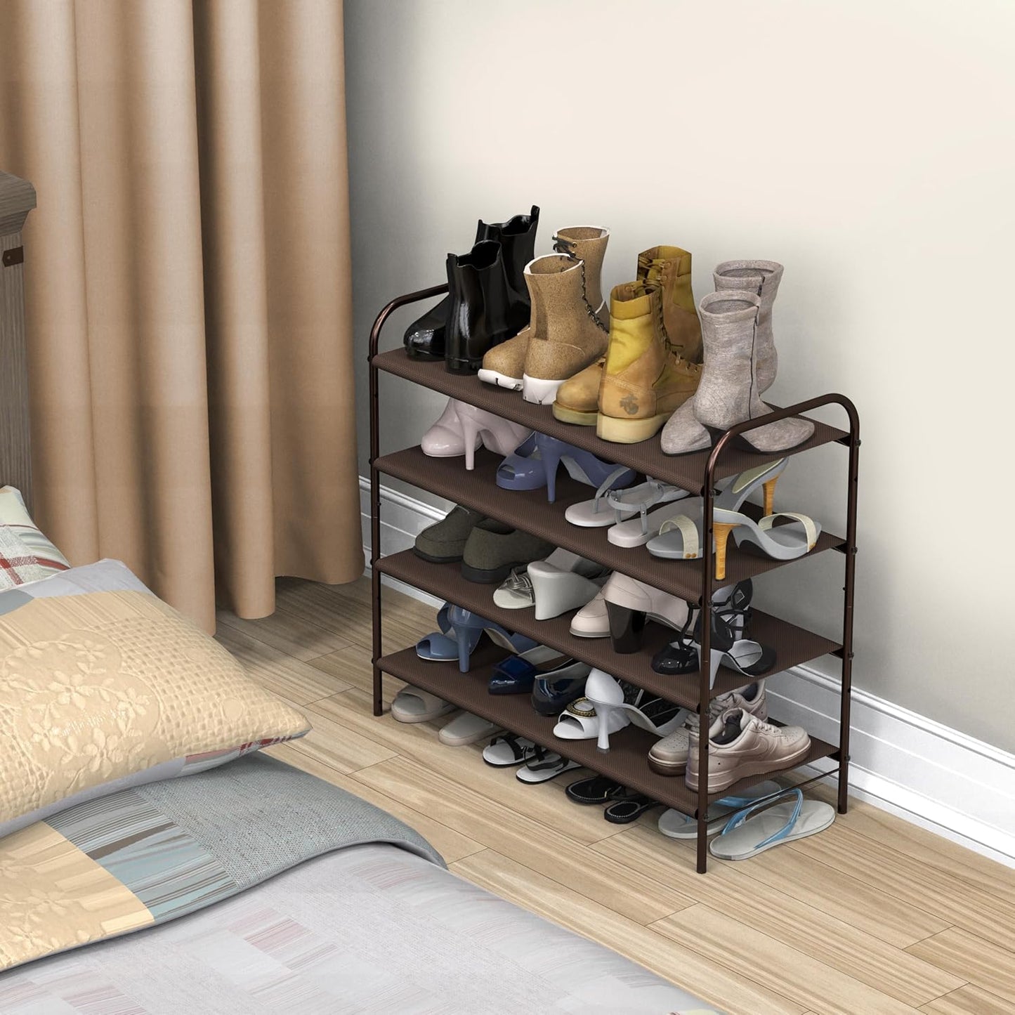 Simple Houseware 4-Tier Shoe Rack Storage Organizer, Bronze