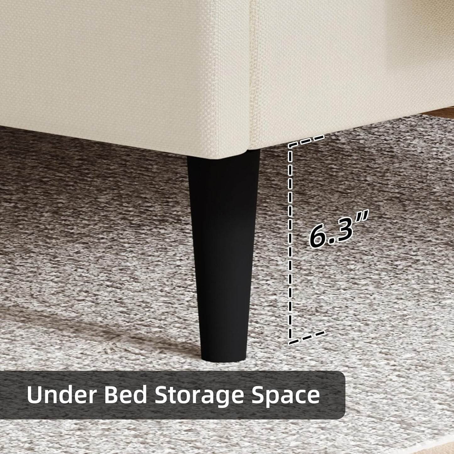 HOMBCK Full Size Bed Frame with Headboard, Linen Fabric Upholstered Platform Bed Frame, Button Tufted Bed Frame Full, Wooden Slat Support, No Box Spring Needed, Easy Assembly, Cream