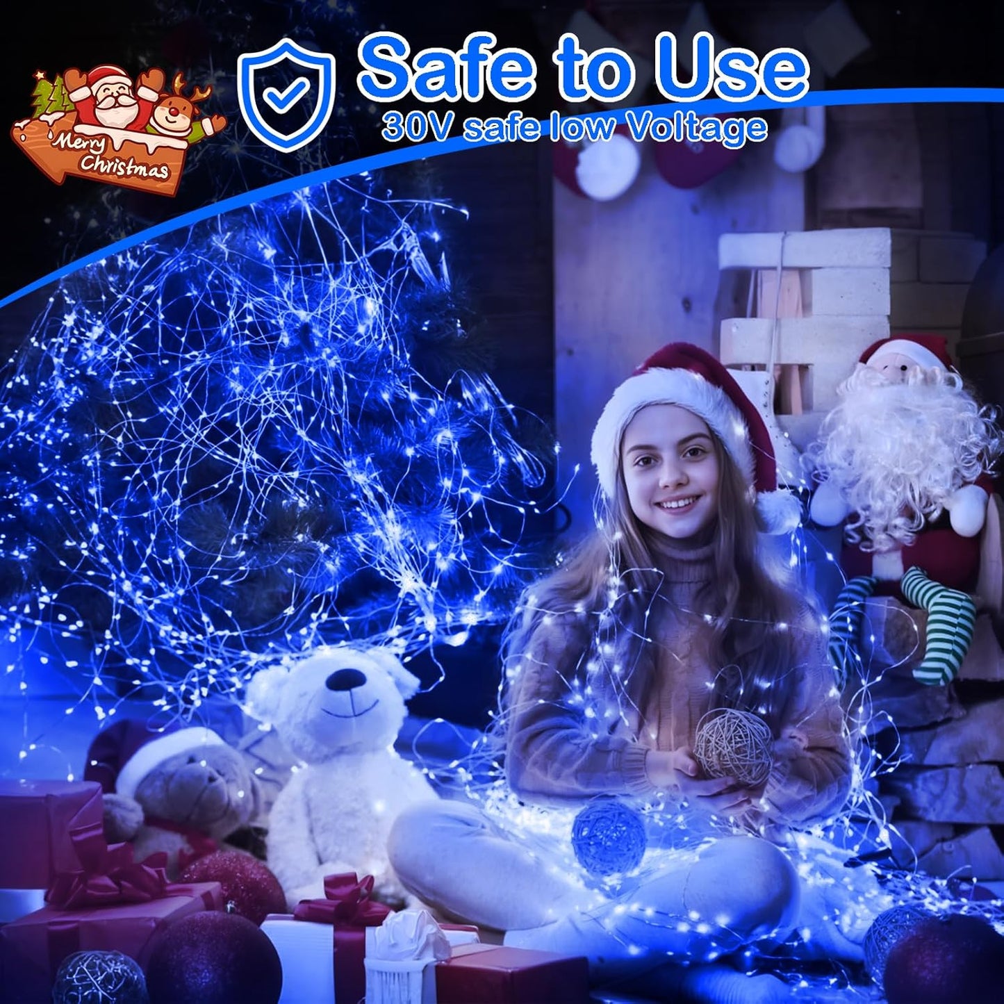 Decute 500LED 164FT Fairy String Lights Halloween Lights Silver Wire with Remote, Firefly Starry Light for DIY Christmas Tree Costume Wedding Party Table Centerpiece Decor Blue